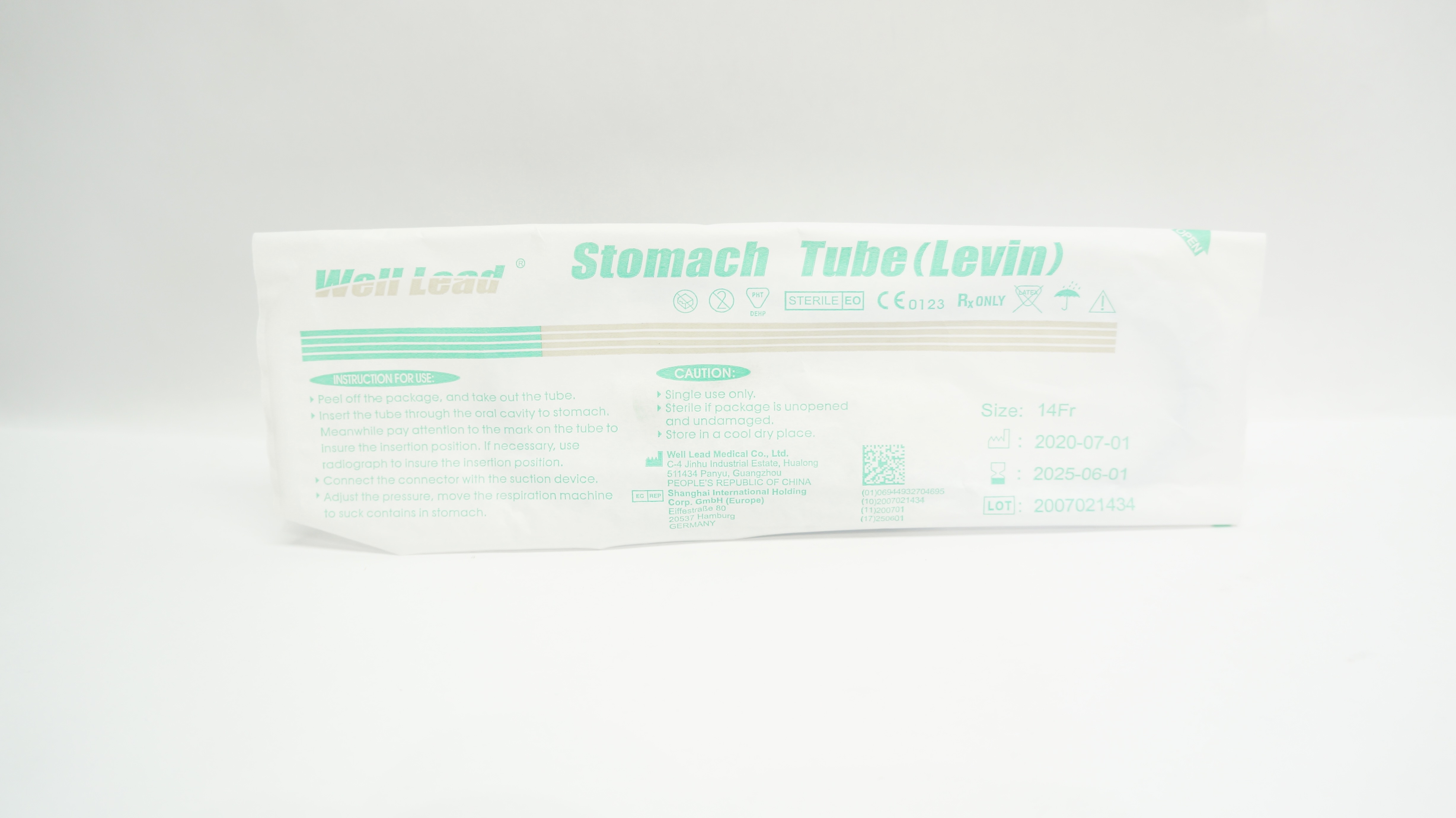 Well Lead Stomach Tube Levin 14Fr