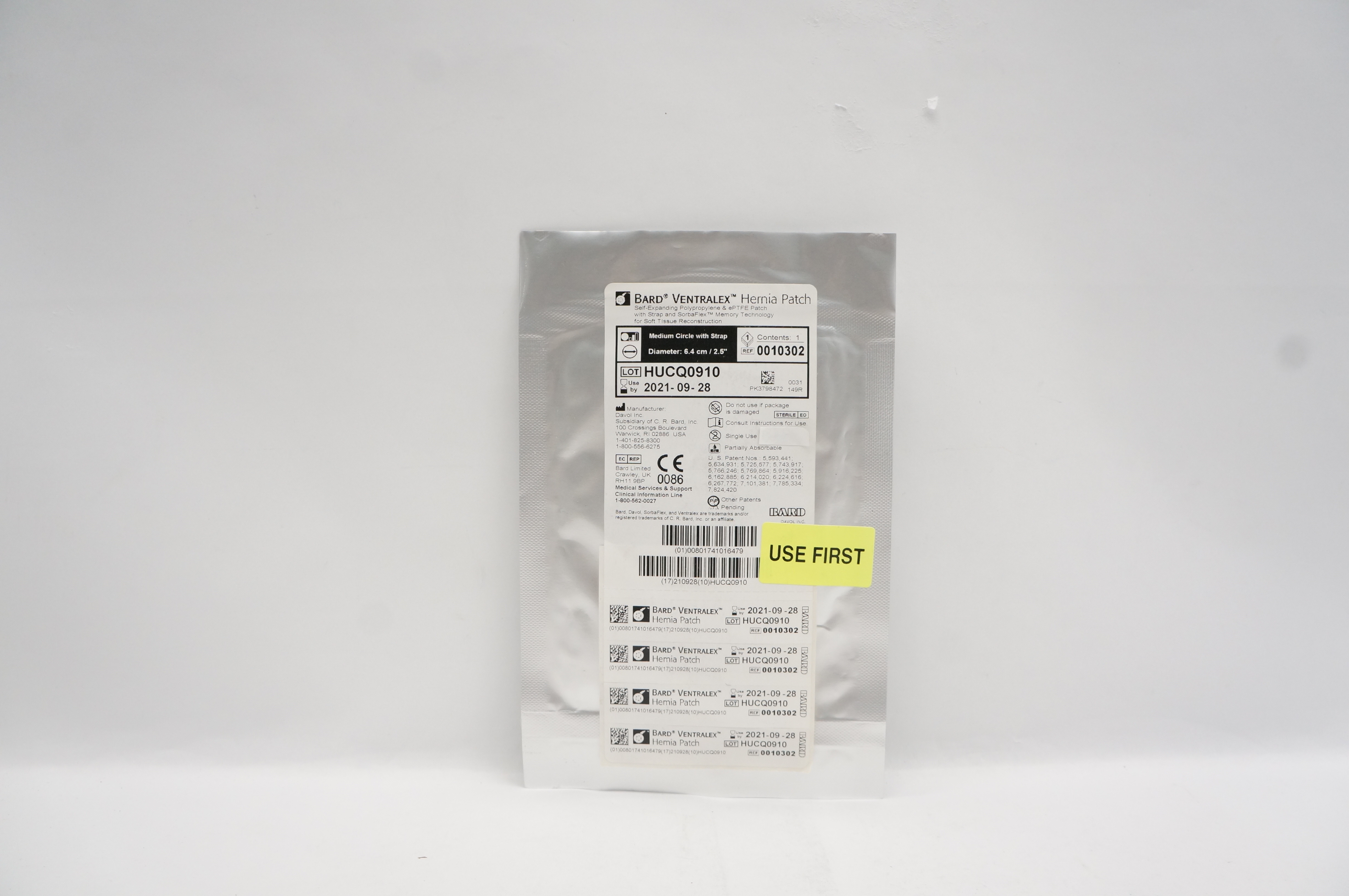 Bard 0010302 Davol Ventralex Hernia Patch 2.5inch (x)