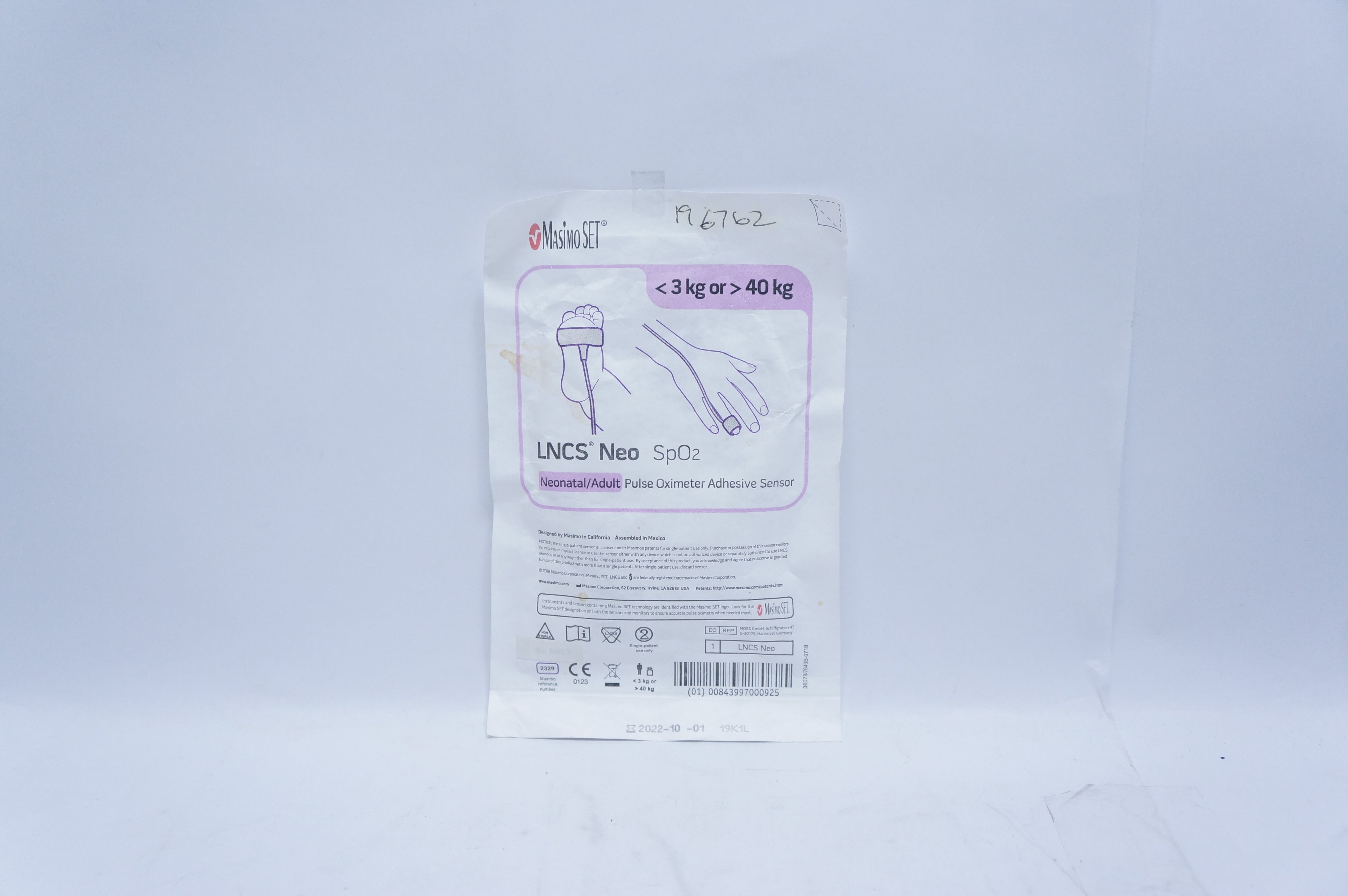 Masimo 2329 LNCS Neo SpO2 Pulse Oximeter Adhesive Sensor <3kg or> 40kg (x)