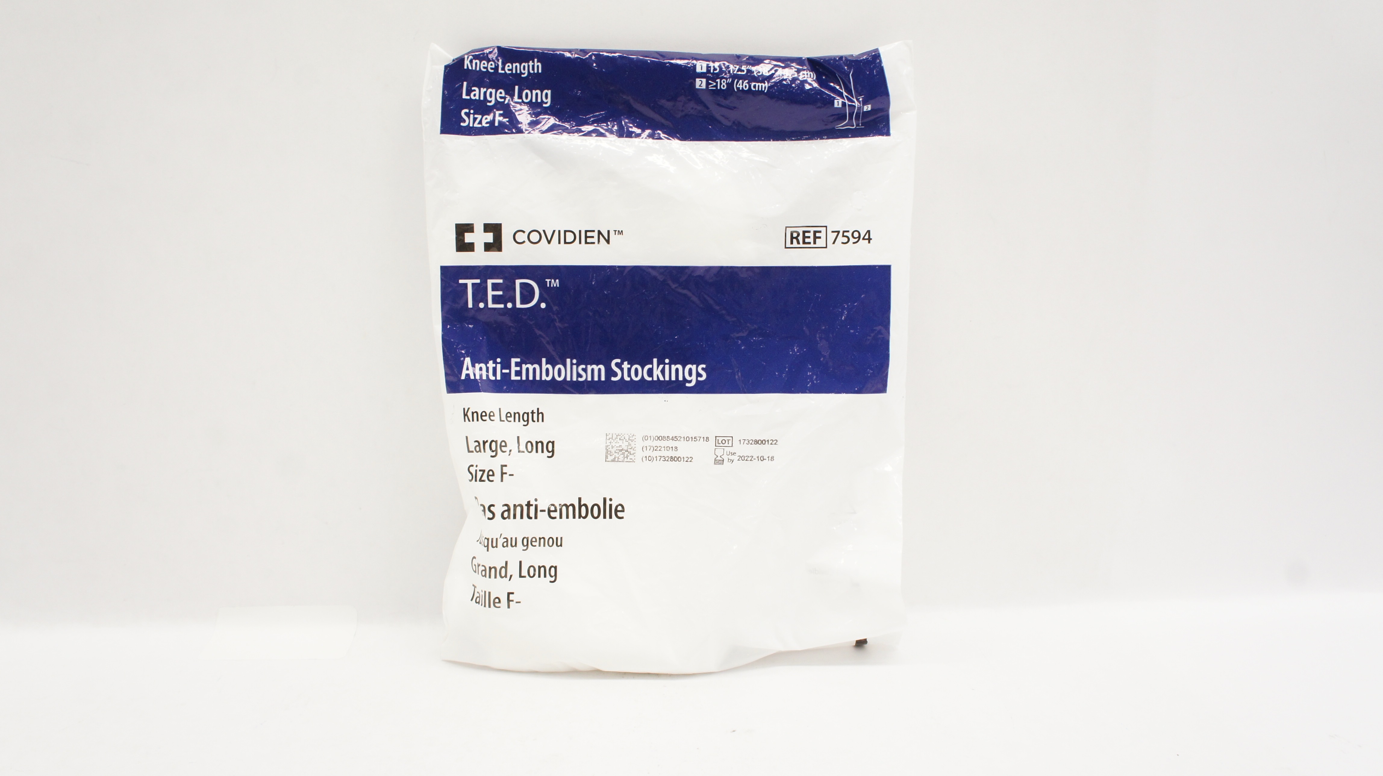 Covidien 7594 T.E.D. Anti-Embolism Stockings Knee Length Large Long Size F (x)