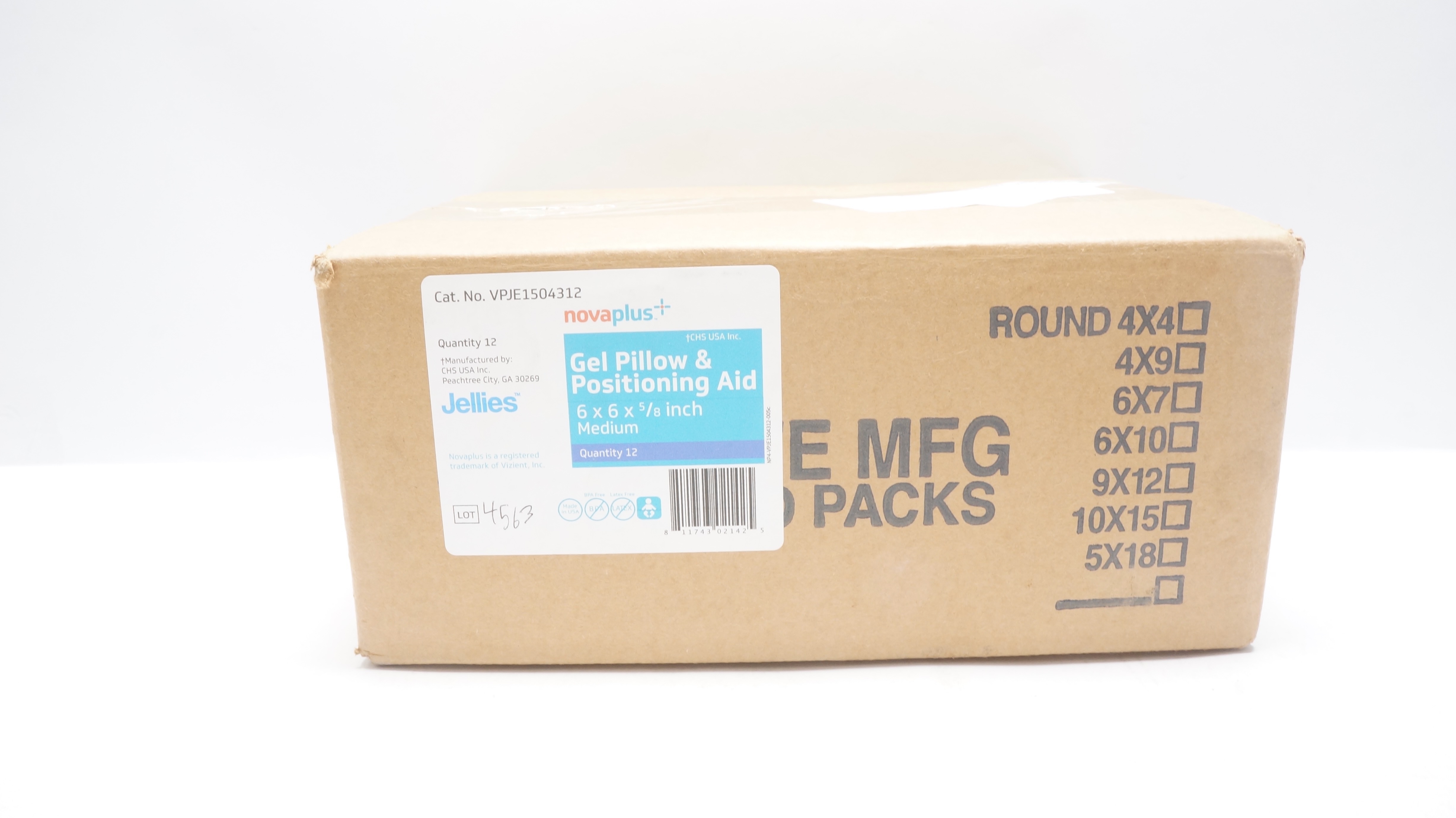 NovaPlus VPJE1504312 Jellies Gel Pillow & Positioning Aid, Medium - Case of 12