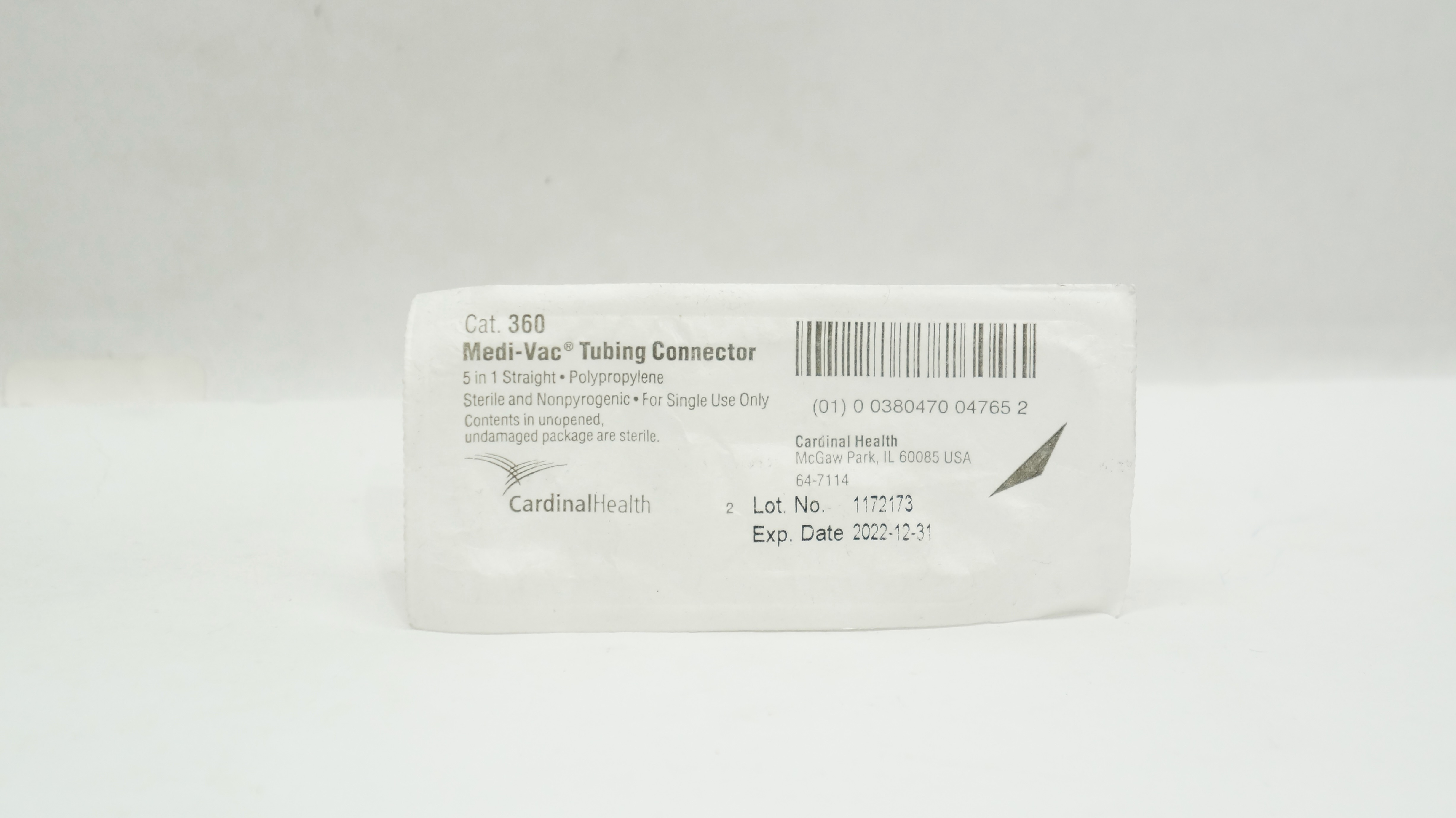 Cardinal Health 360 Medi-Vac Polypropylene Tubing Connector 5-in-1 Straight (x)