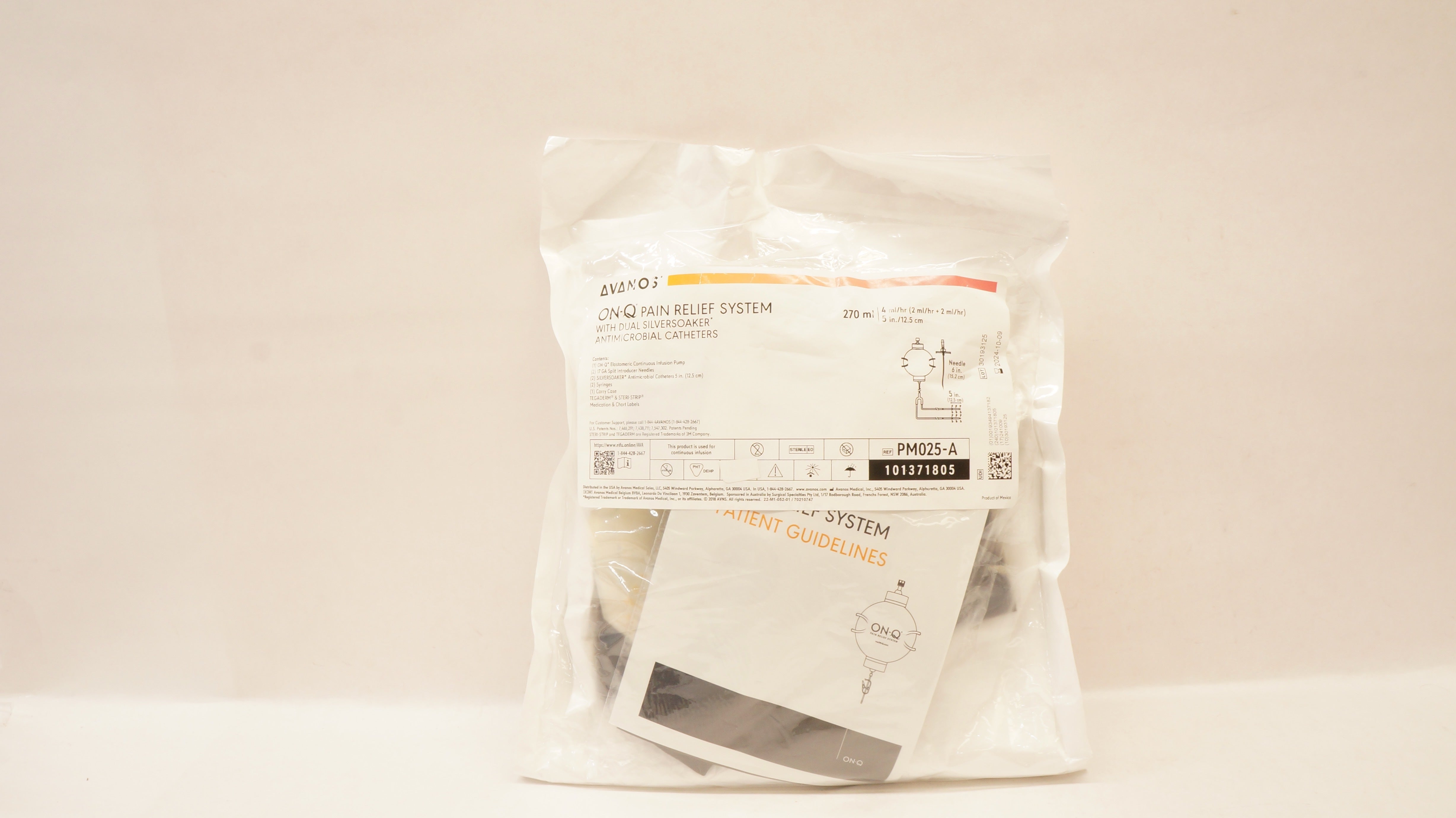 Avanos PM025-A ON-Q Pain Relief System Antimicrobial Caths. 5inch x 270ml