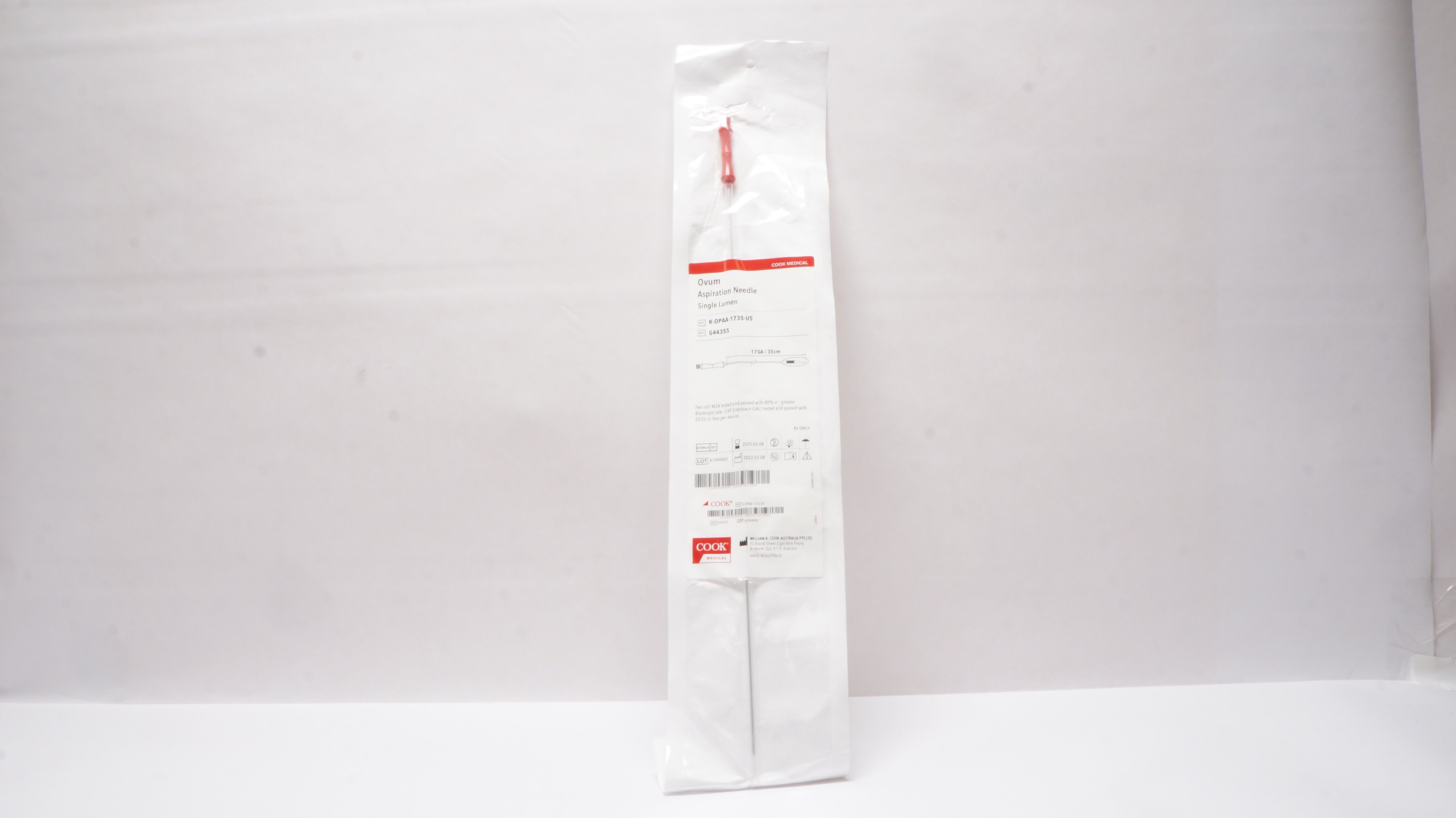 Cook Medical G44355 Ovum Aspiration Ndle Single Lumen 17Ga/35cm