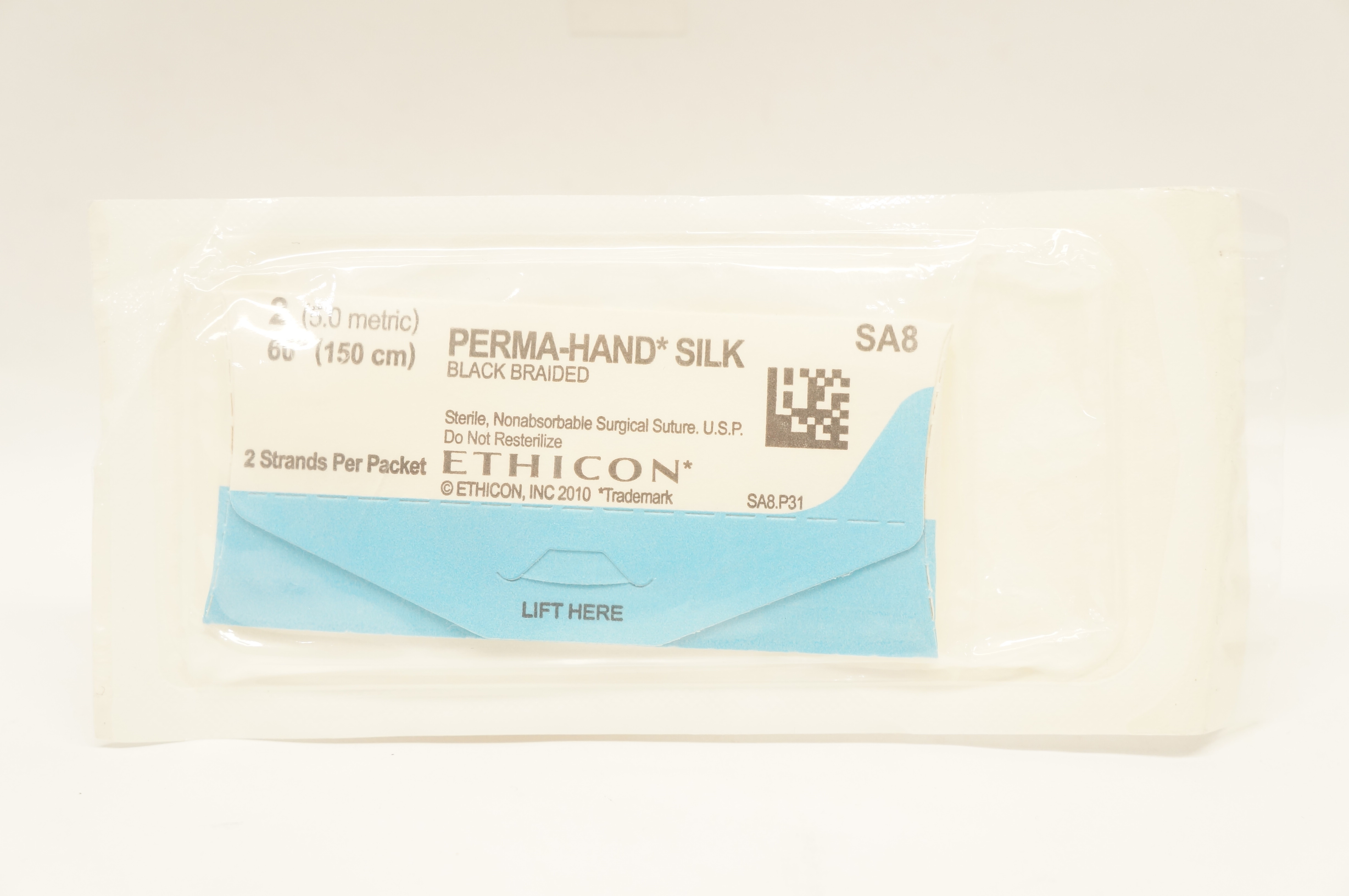 Ethicon SA8 2 Perma-Hand Silk Black Braided Surgical Stre 60 inch (x)