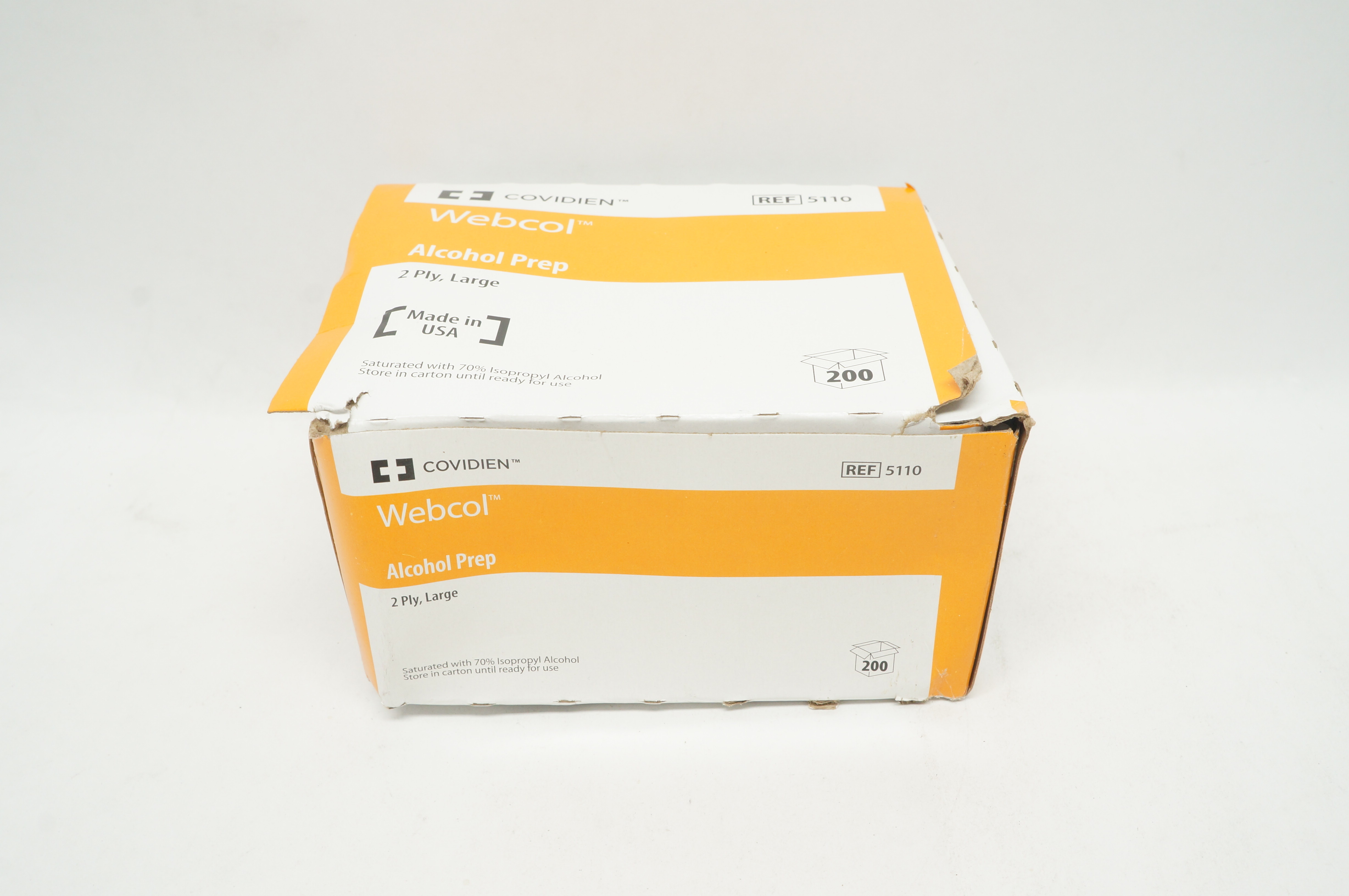 Covidien 5110 Webcol Alcohol Prep 2 Ply, Large - Box of 200