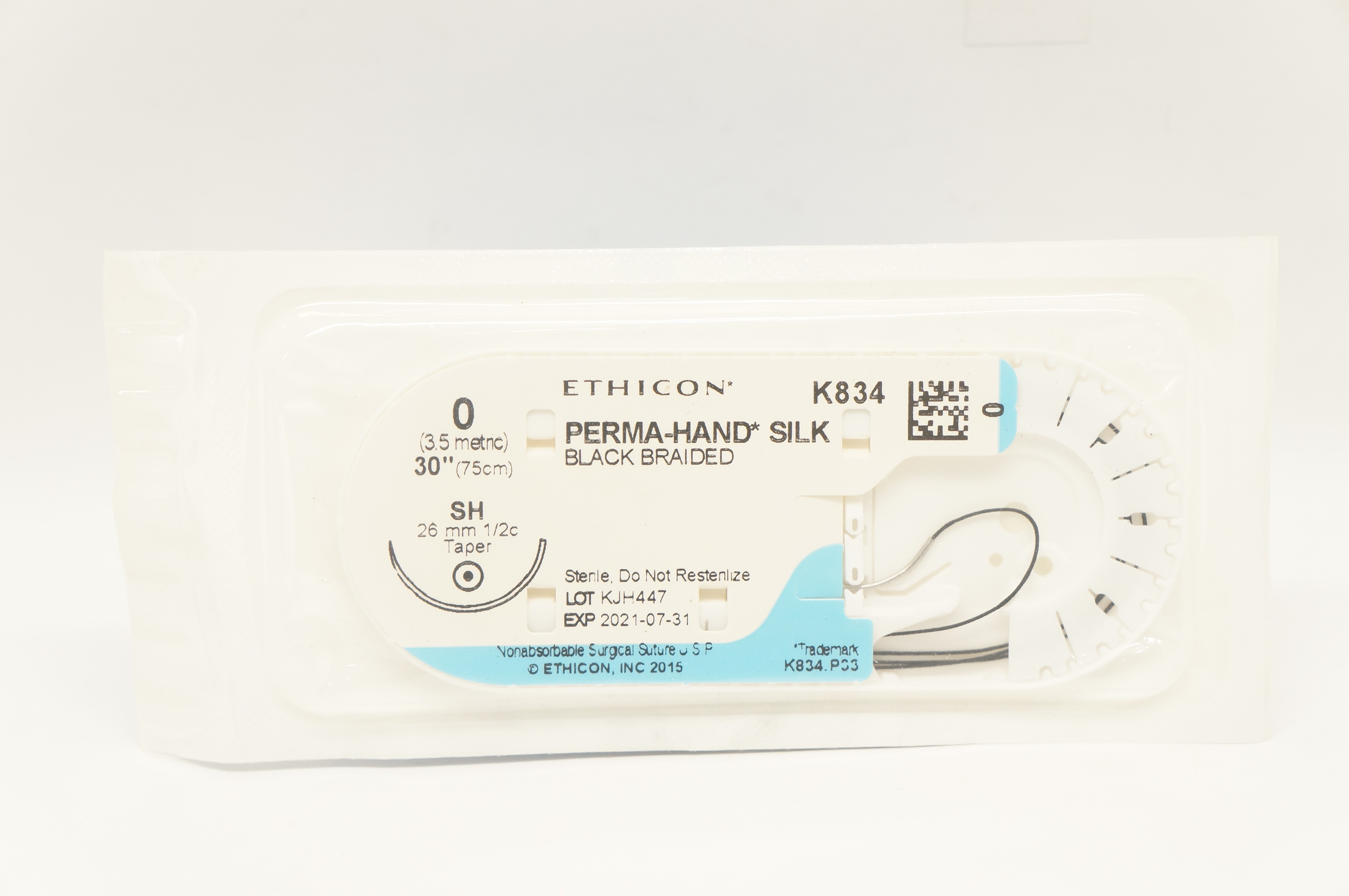 Ethicon K834 0 Perma-Hand Silk SH 26mm 1/2c Taper, 30inch (x)