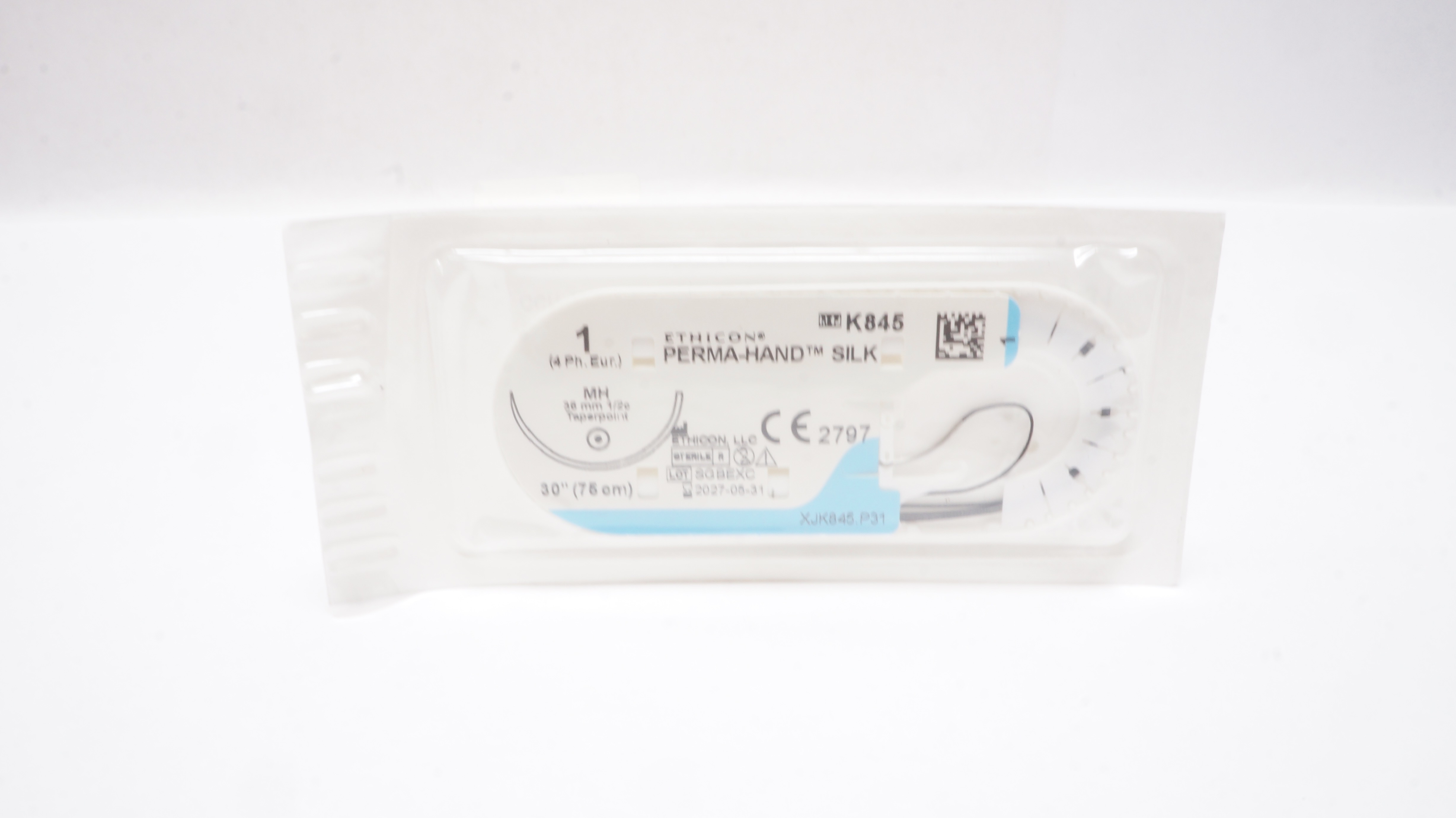 Ethicon K845 1 Perma-Hand Silk MH 36mm 1/2c Taper 30inch