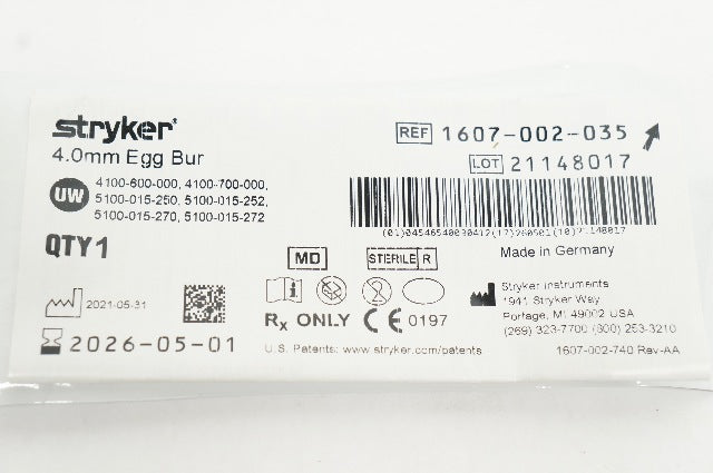 Stryker 1607-002-035 Egg Bur 4.0mm