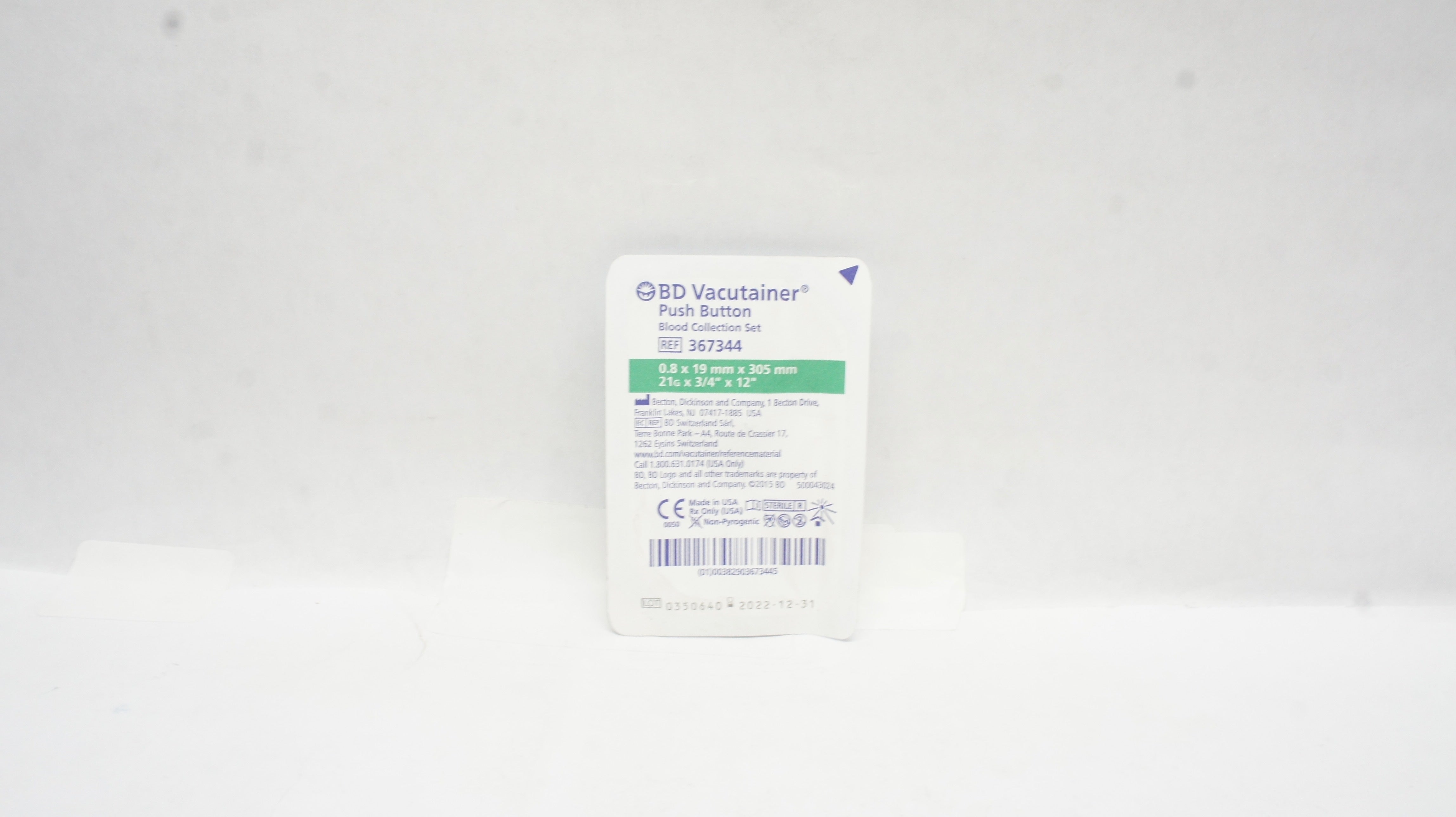 BD 367344 Vacutainer Push Button Blood Collection Set 21G x 3/4inch x 12inch (x)