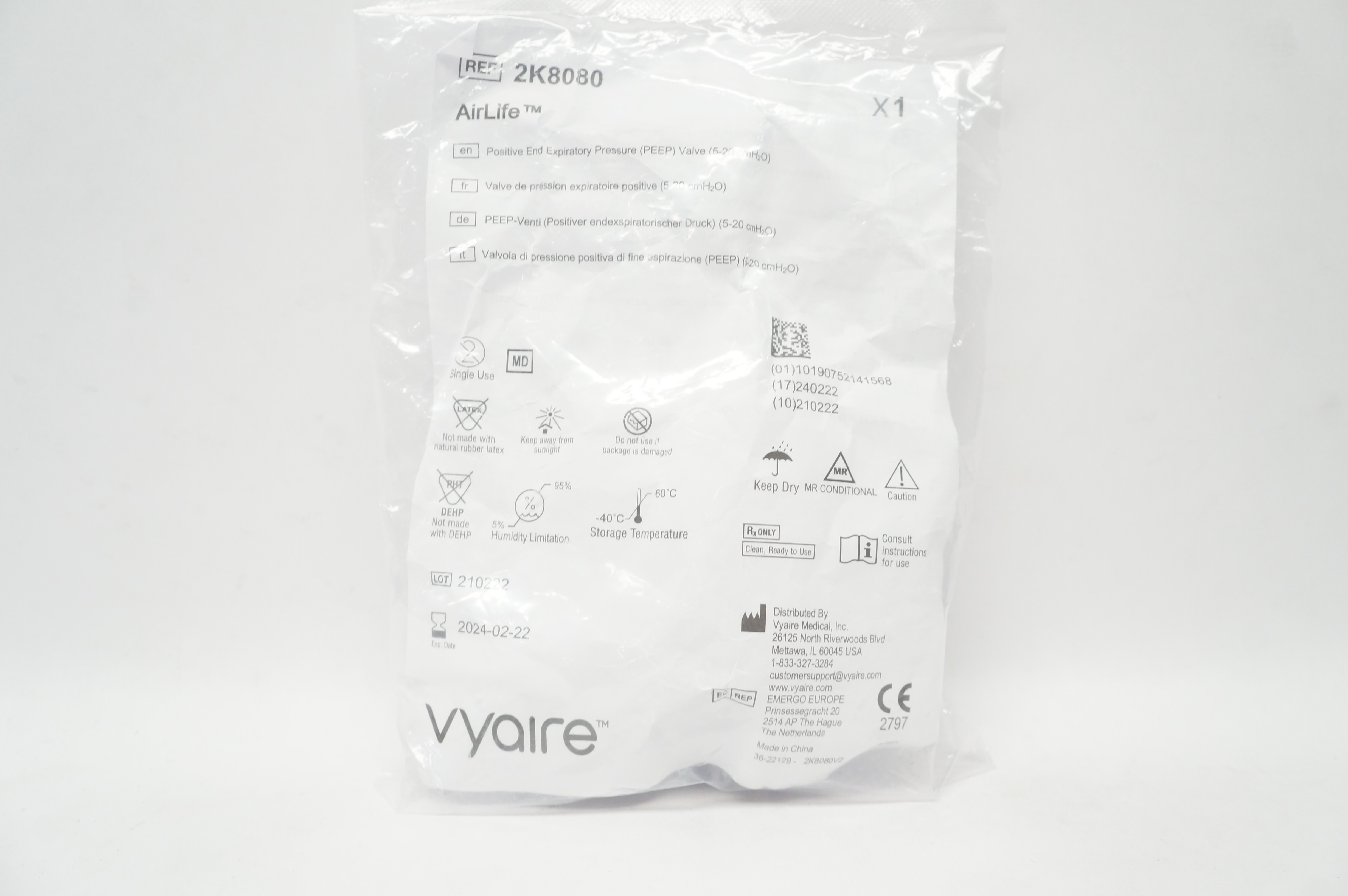 Vyaire 2K8080 AirLife Positive End Expiratory Pressure Valve 520cm H2O (x)