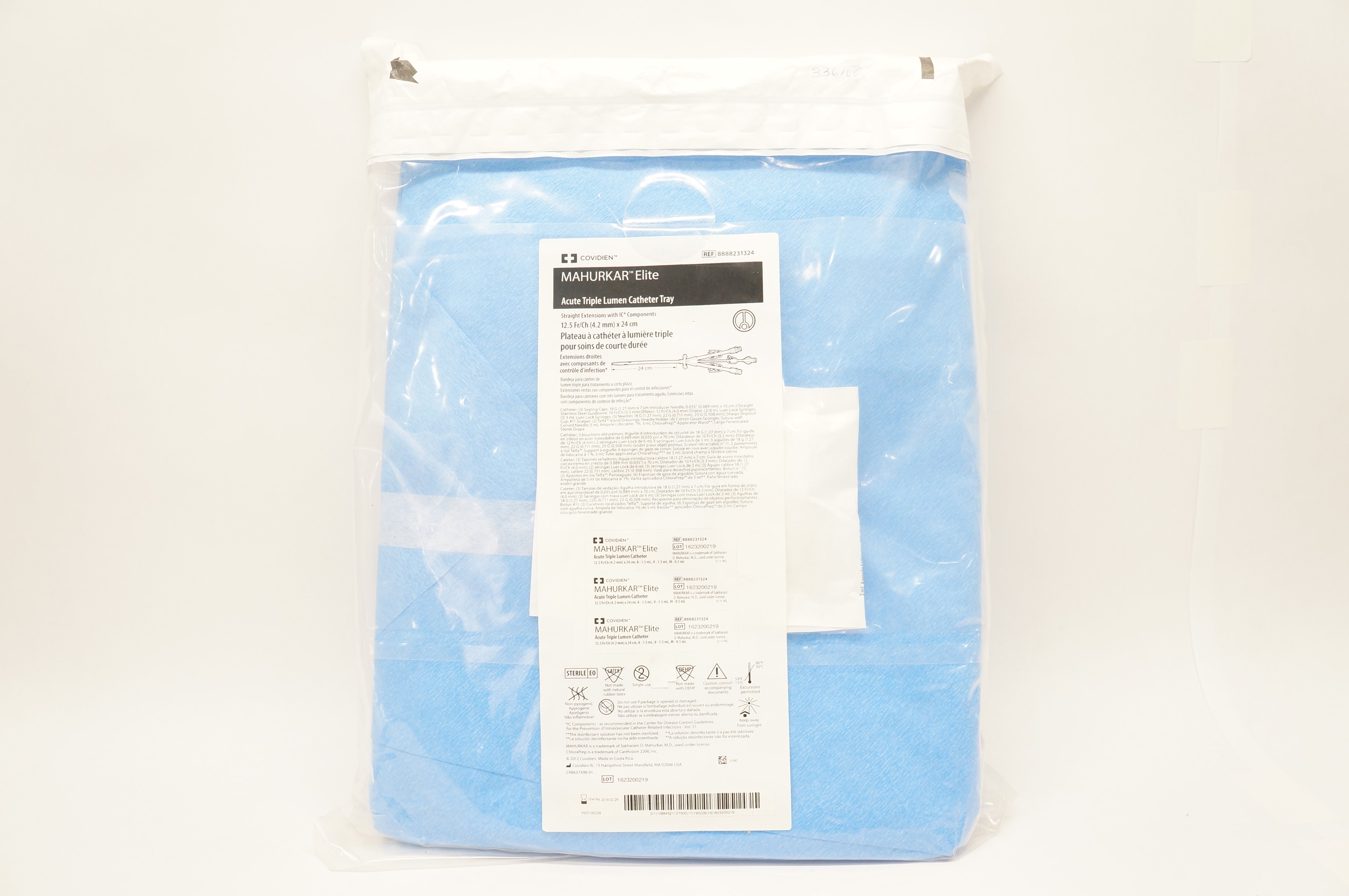 Covidien 8888231324  Acute Triple Lumen Cath. Tray 12.5 Fr. x 24cm (x)