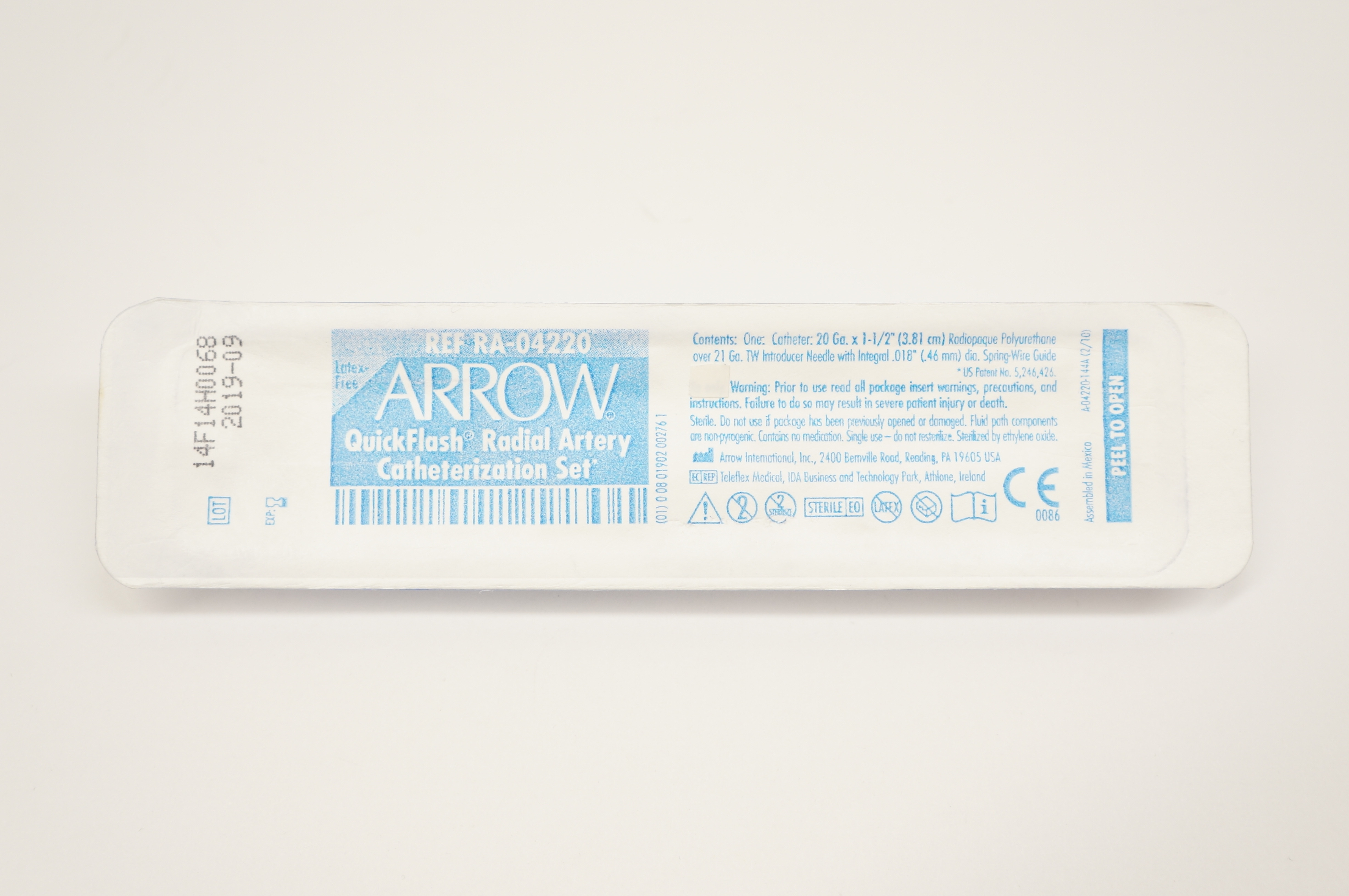 Arrow RA-04220 QuickFlash Radial Artery Catheterization Set 20Ga - 1-1/2inch (x)