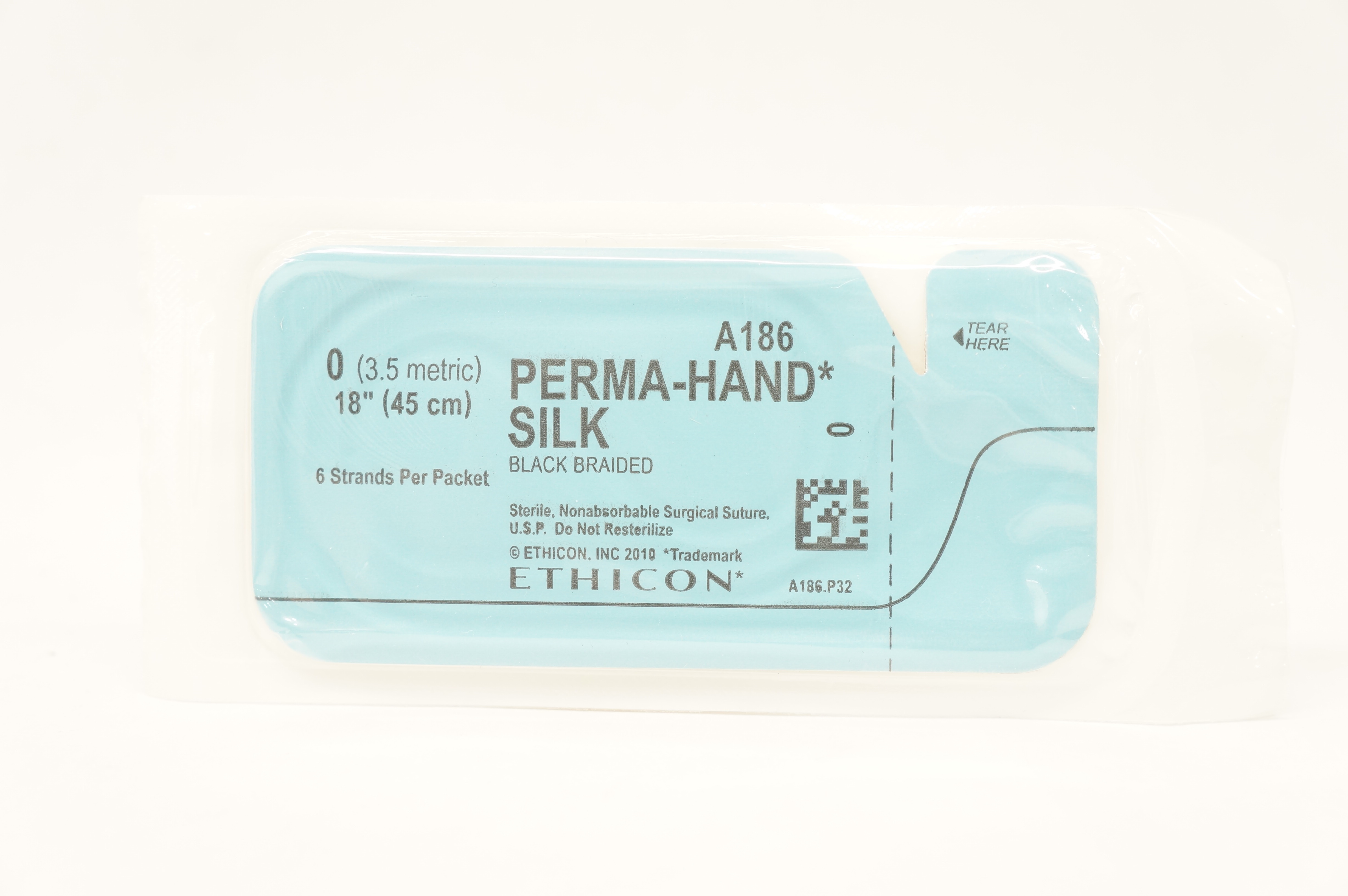 Ethicon A186 0 Perma-Hand Silk Black Braided Surgical Stre, 18 inch