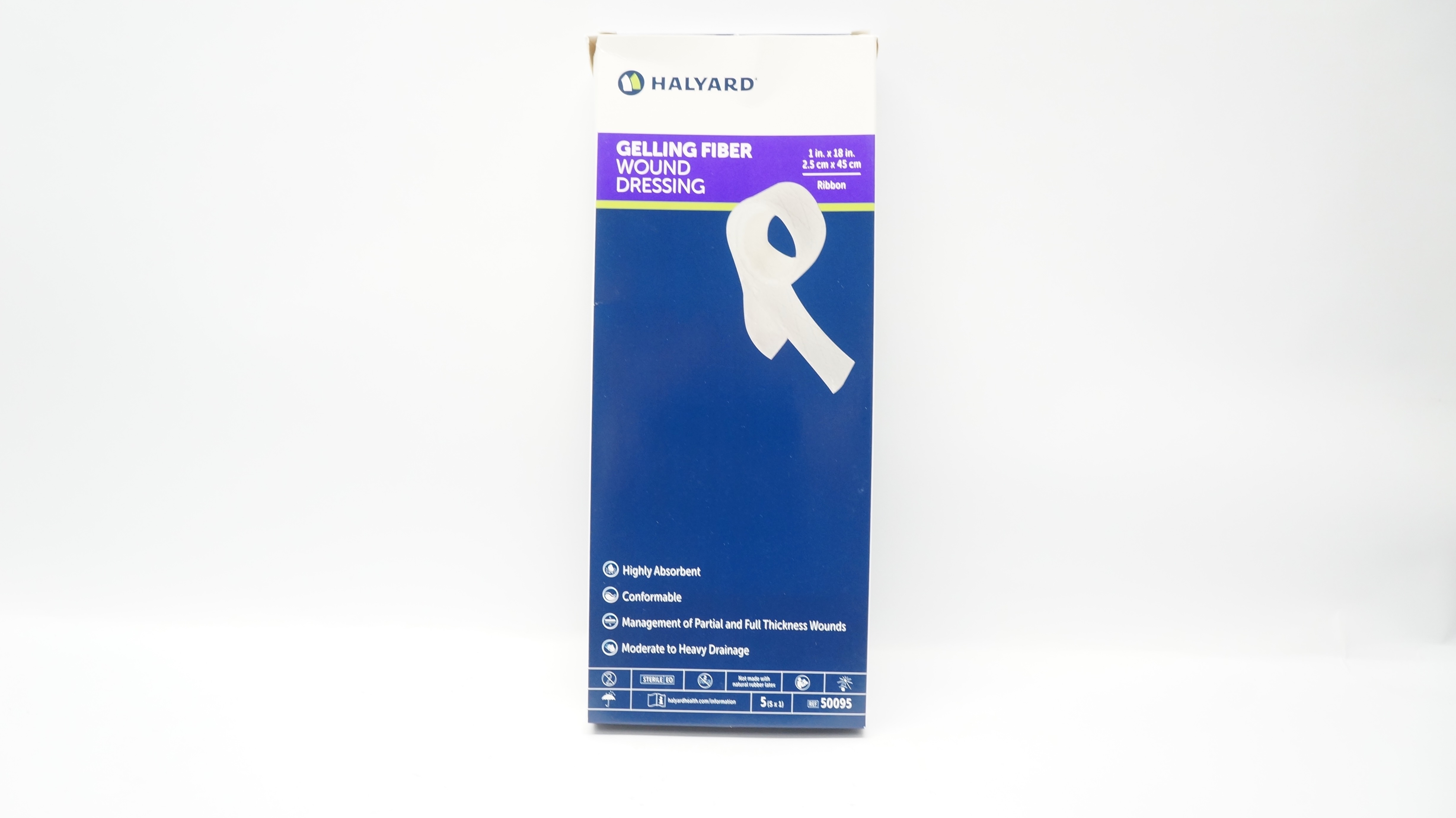 Halyard 50095 Gelling Fiber Wound Dressing Ribbon 1in. x 18in. - Box of 4