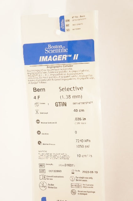 Boston Scientific M001316070 ImagerII Angiographic Cath. 4F x 40cm x .035inch(x)