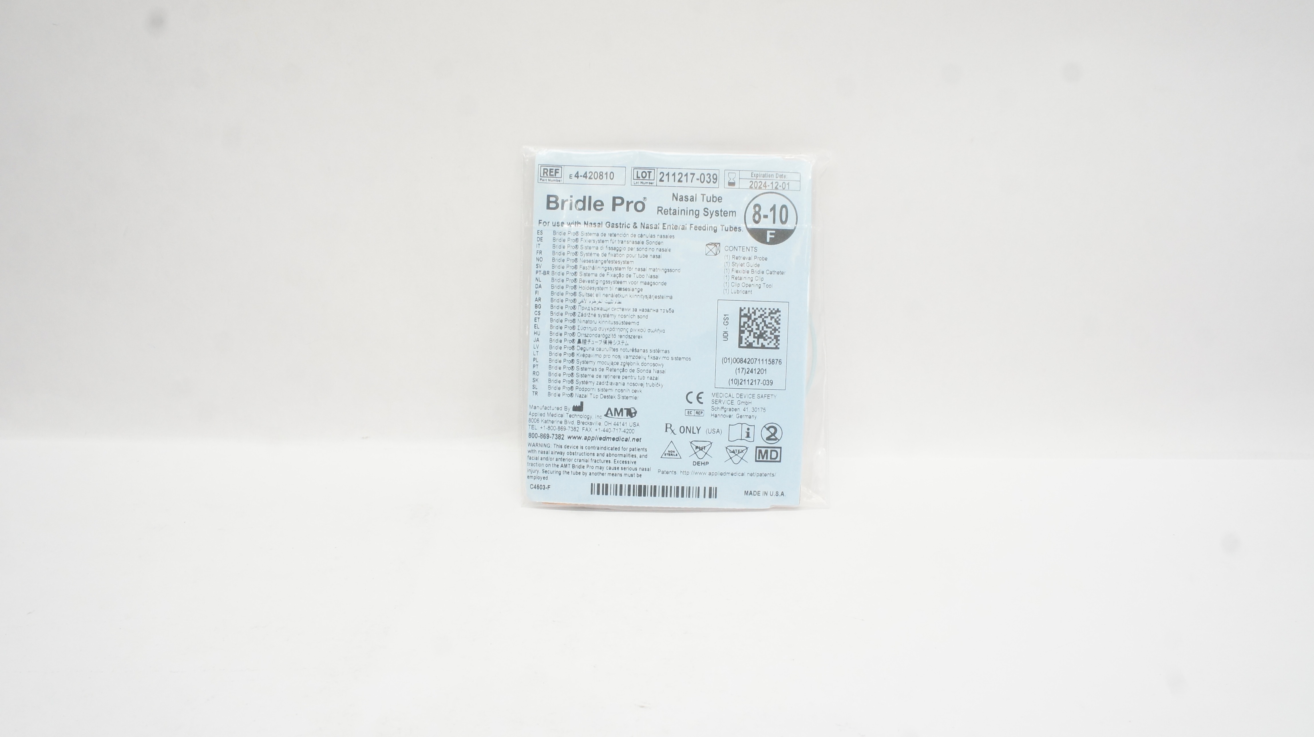 Applied Medical E4-420810 Bridle Pro Nasal Tube Retaining System 8-10F