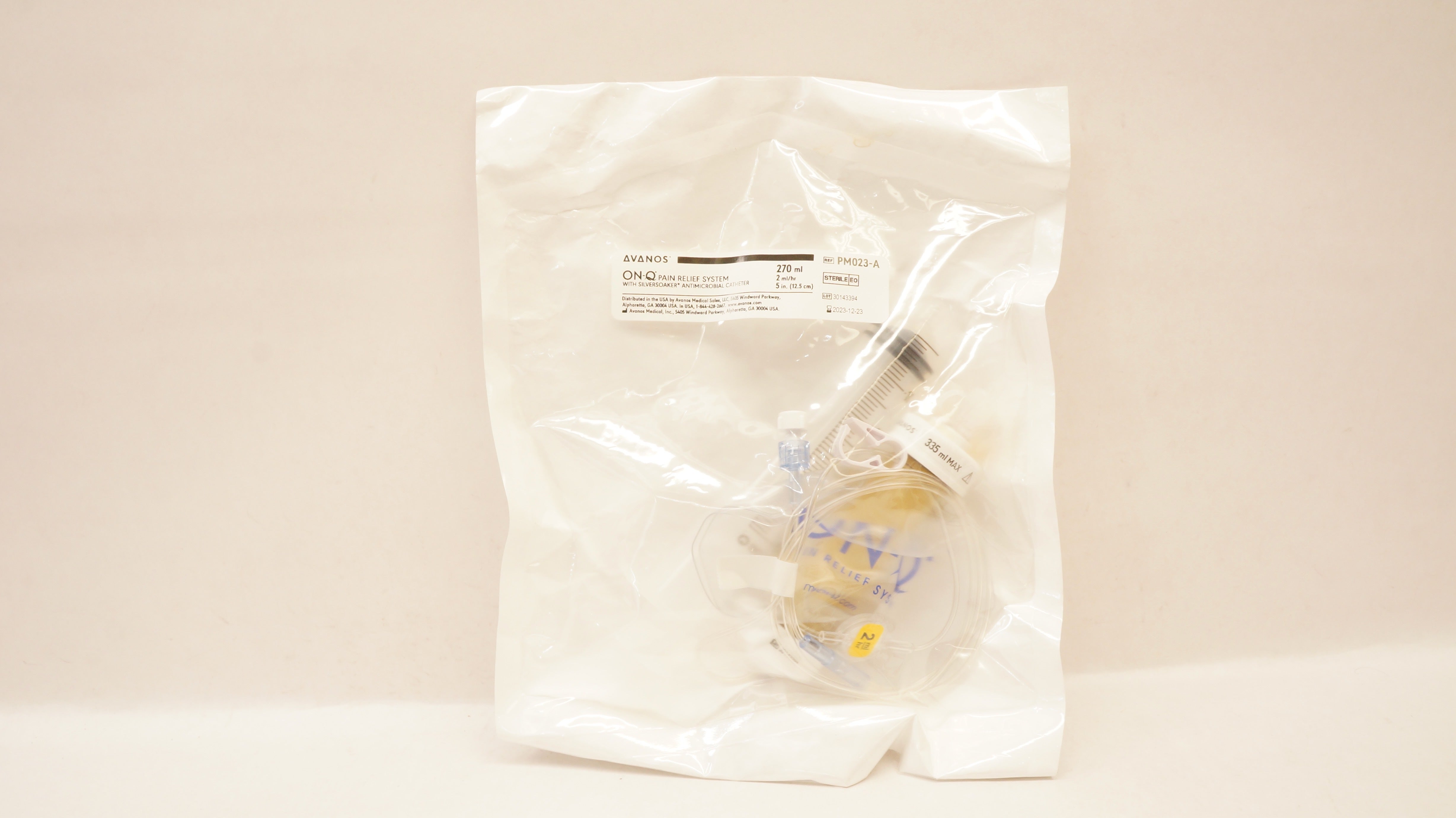Avanos PM023-A On-Q Pain Relief System W/Antimicrobial Cath. 270ml x 5 inch