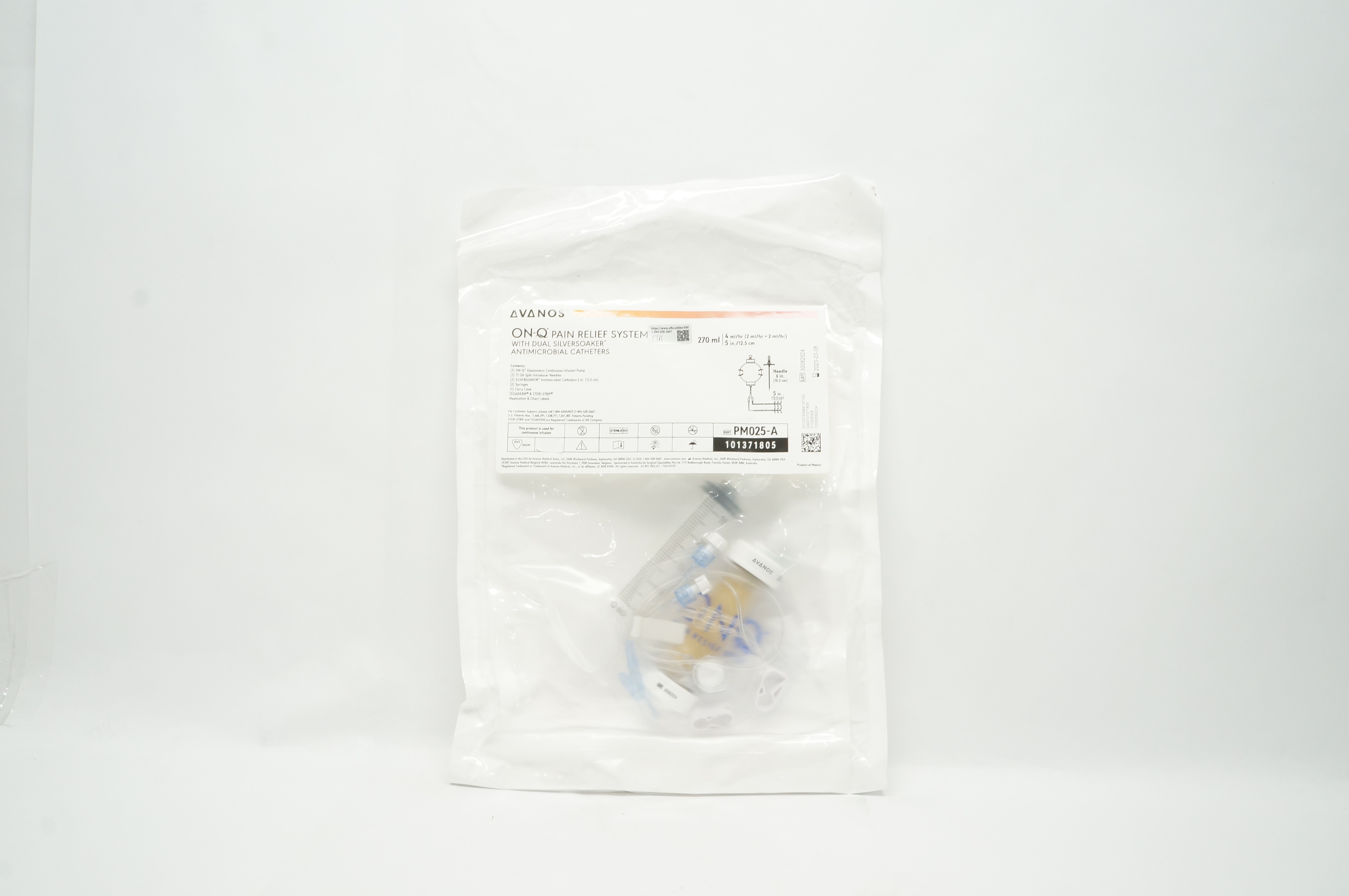 Avanos PM025A ONQ Pain Relief System Antimicrobial Caths. 5inch x 270ml