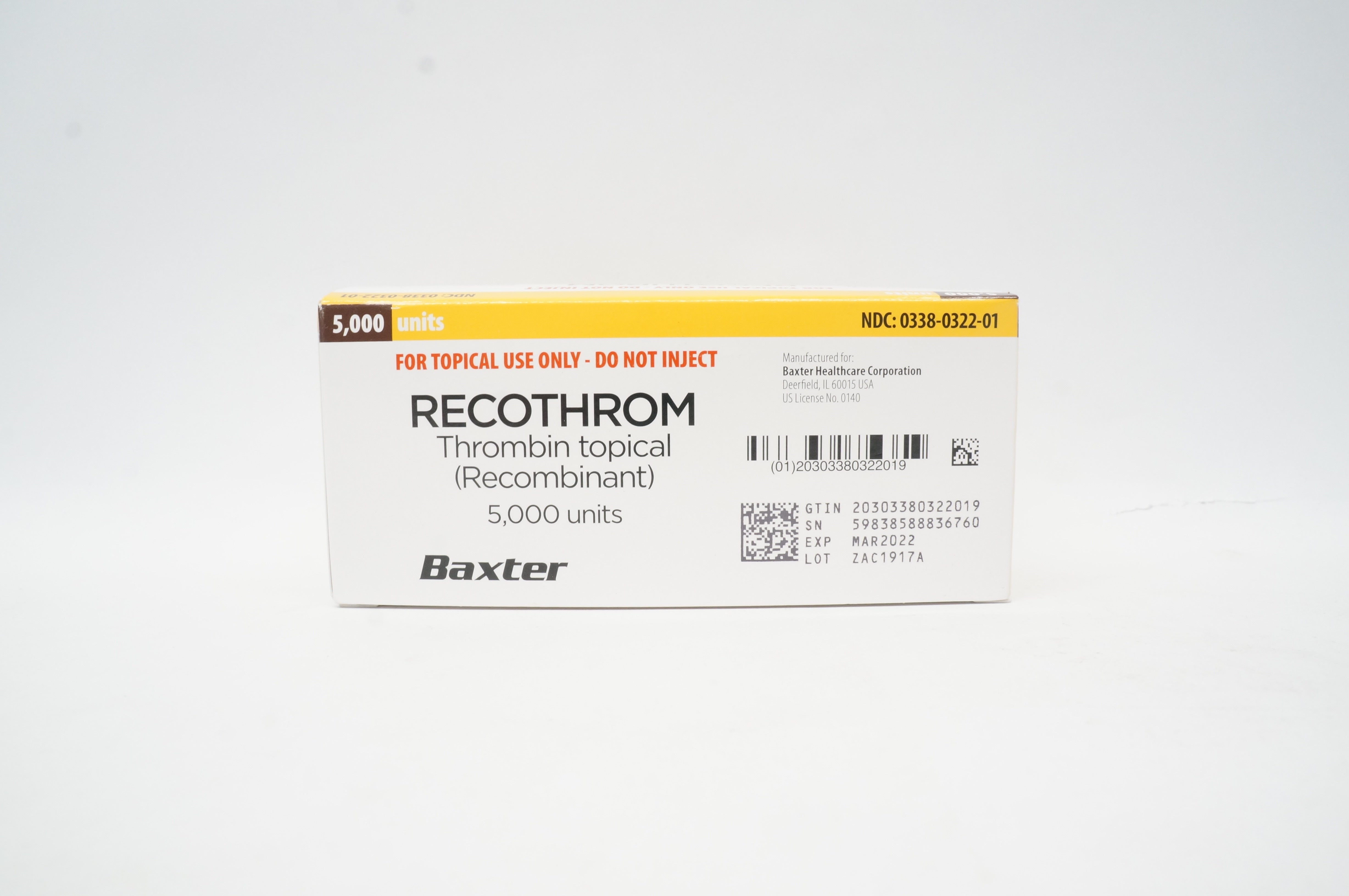 Baxter Recothrom Thrombin Topical 5000 Units