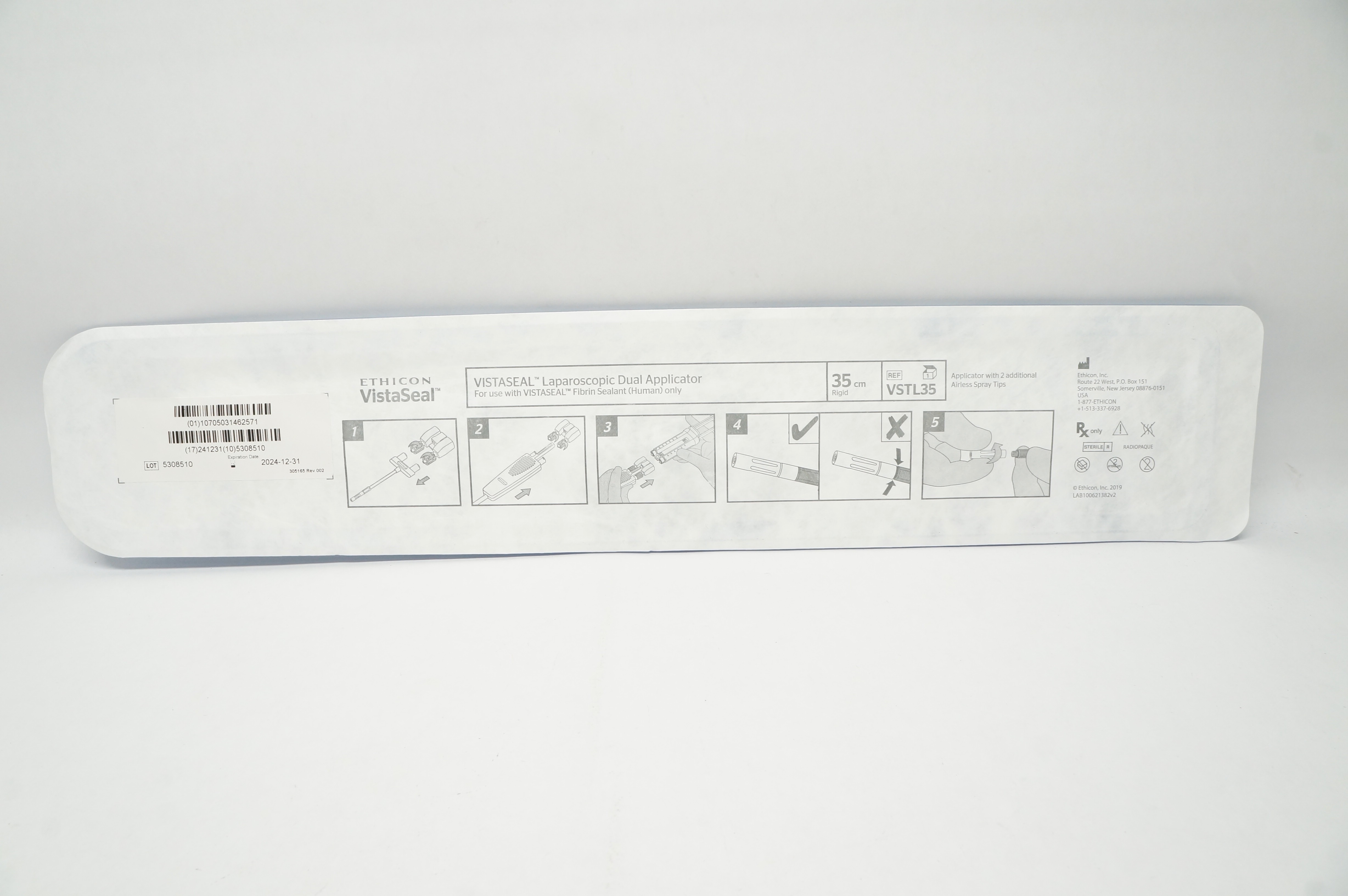 Ethicon VSTL35 VistaSeal Laparoscopic Dual Applicator 35cm Rigid