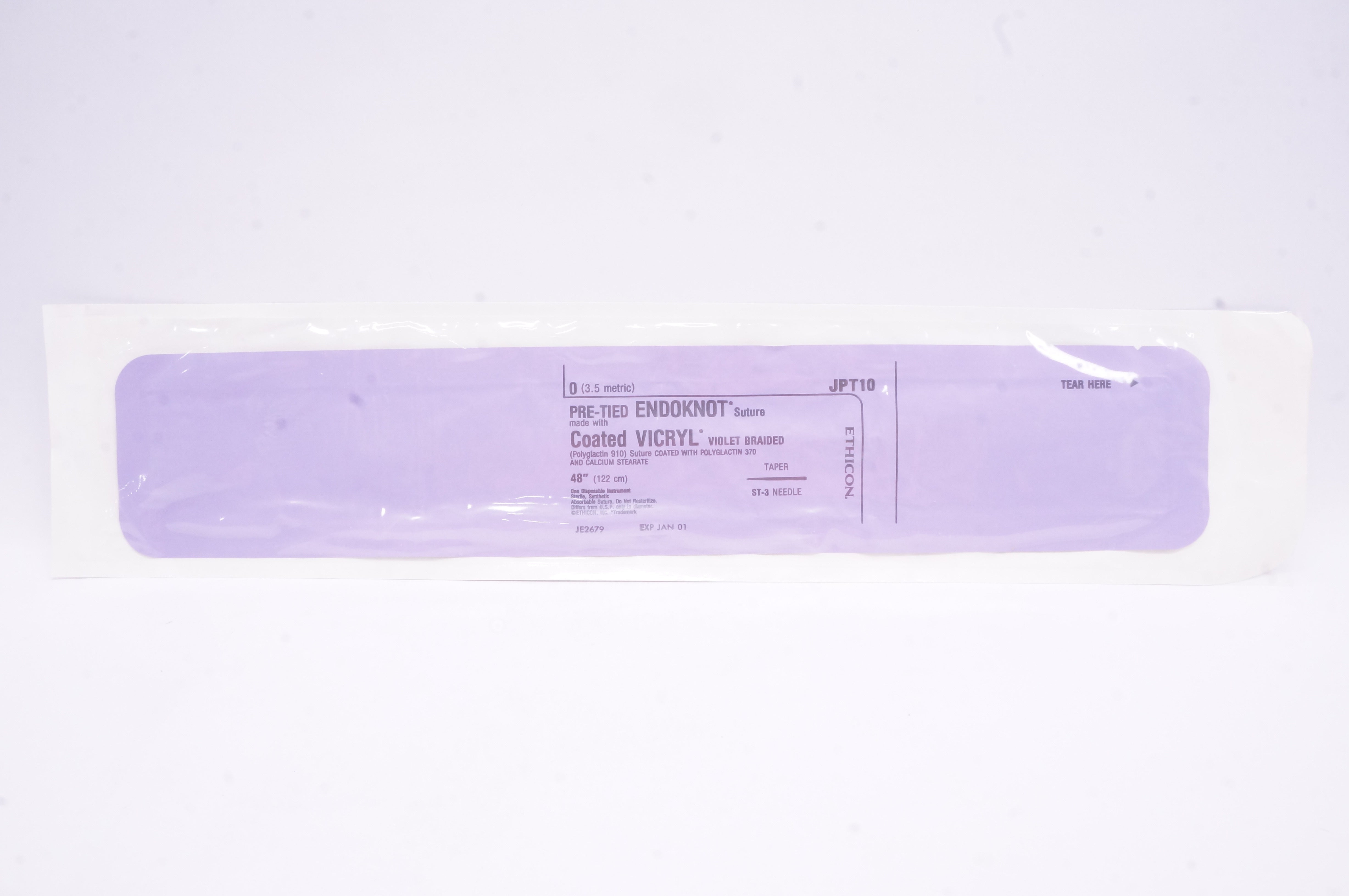 Endoknot Ethicon JPT10 0 Pre-Tied Endoknot Stre Taper ST-3 Ndle 48inch (x)