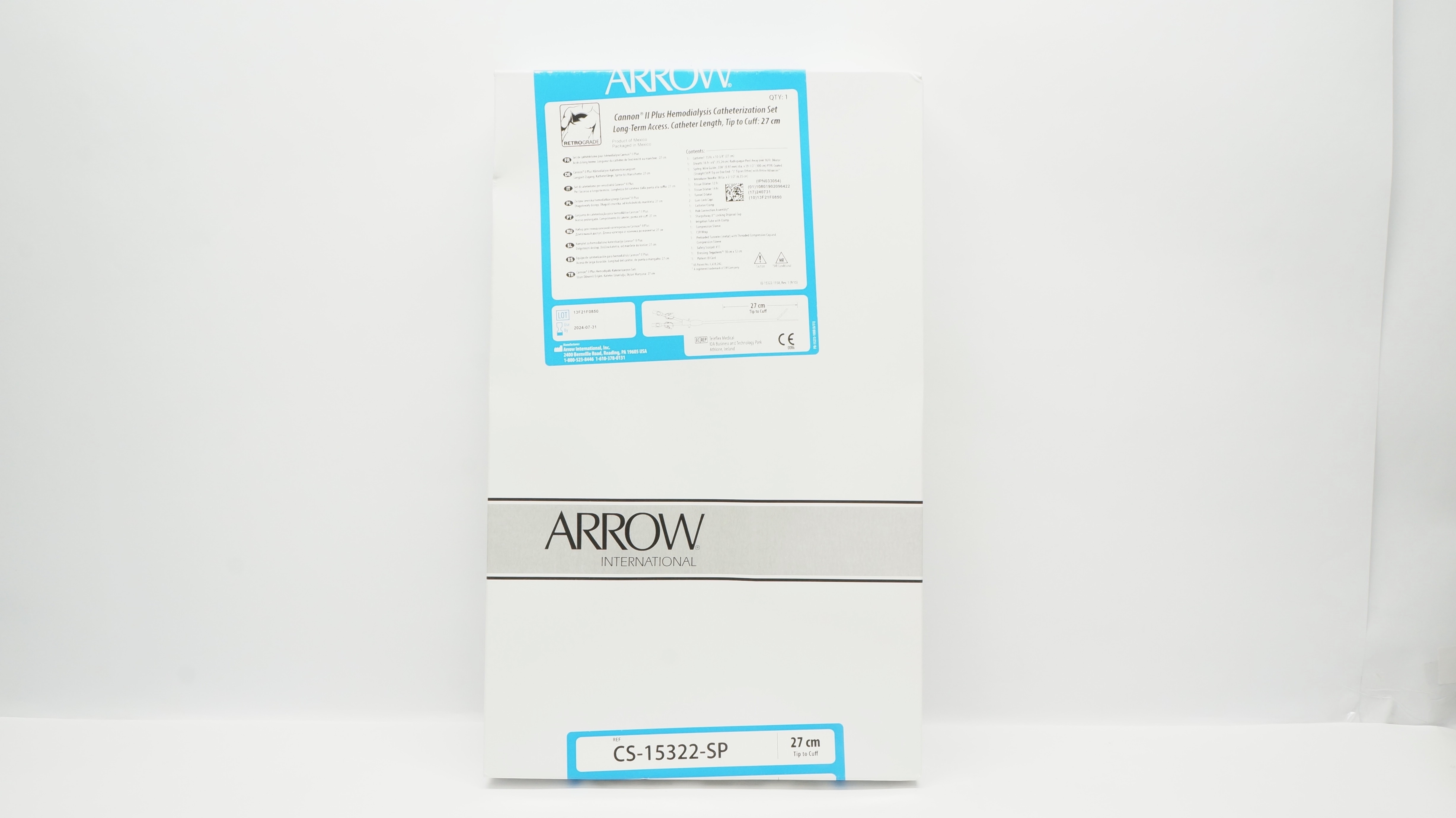 Arrow CS-15322-SP Cannon II Plus Hemodialysis Catheterization Set 27cm (x)