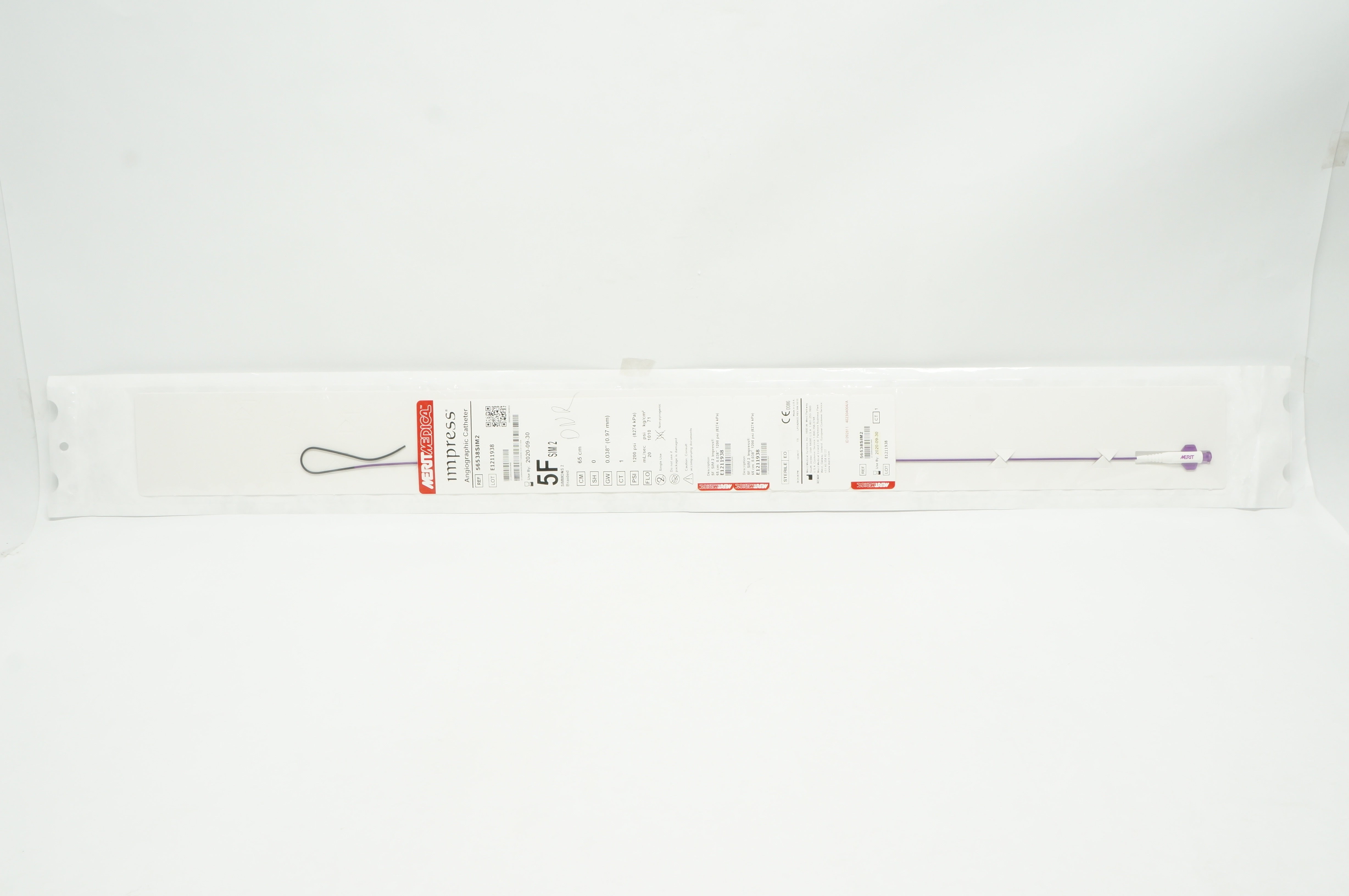 Merit Medical 56538SIM2 Impress Angiographic Cath. 5F SIM 2, 65cm x 0.038in (x)