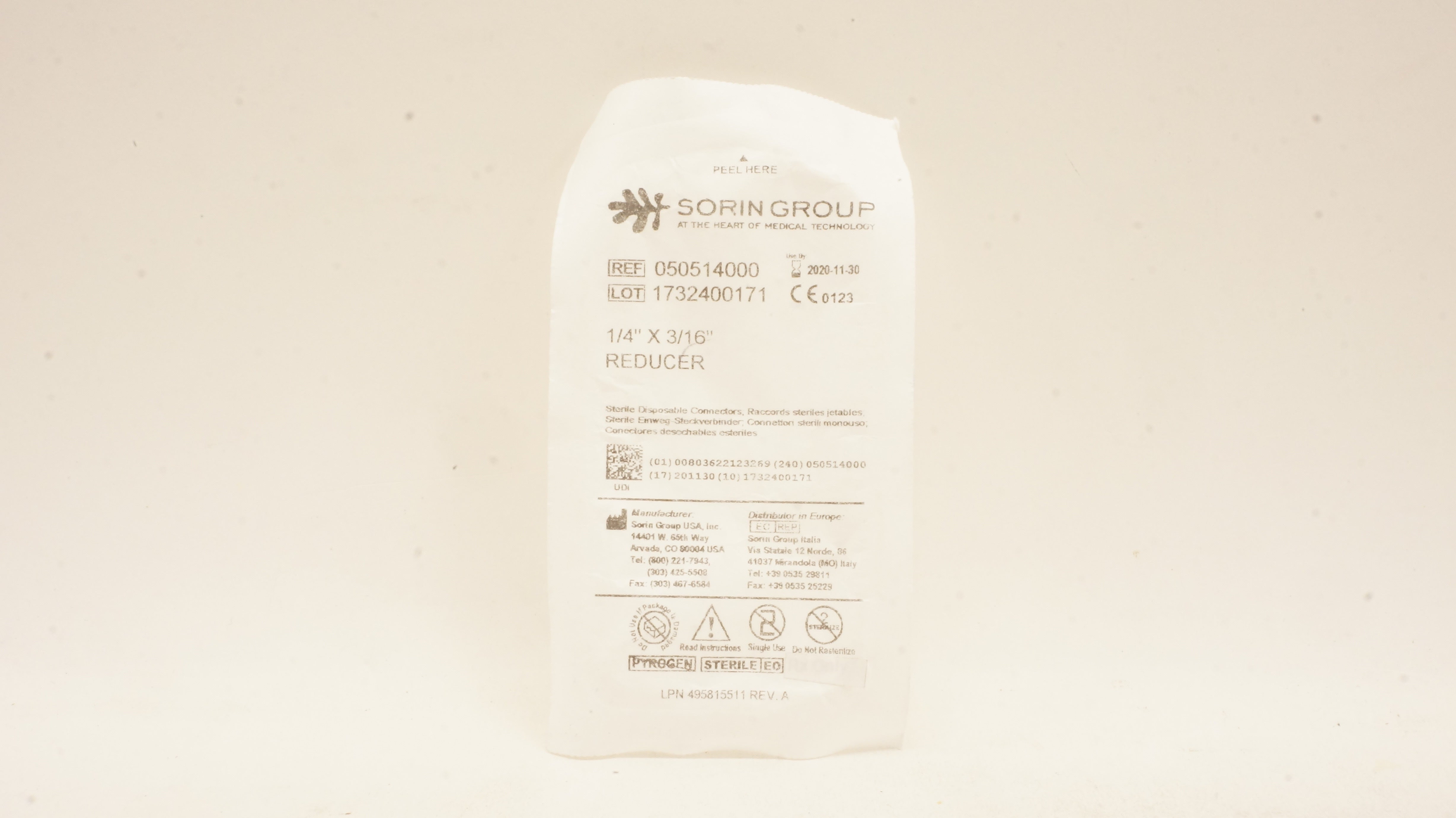 Sorin Group 050514000 Reducer, Sterile Disposable Connectors 1/4 x 3/16inch (x)
