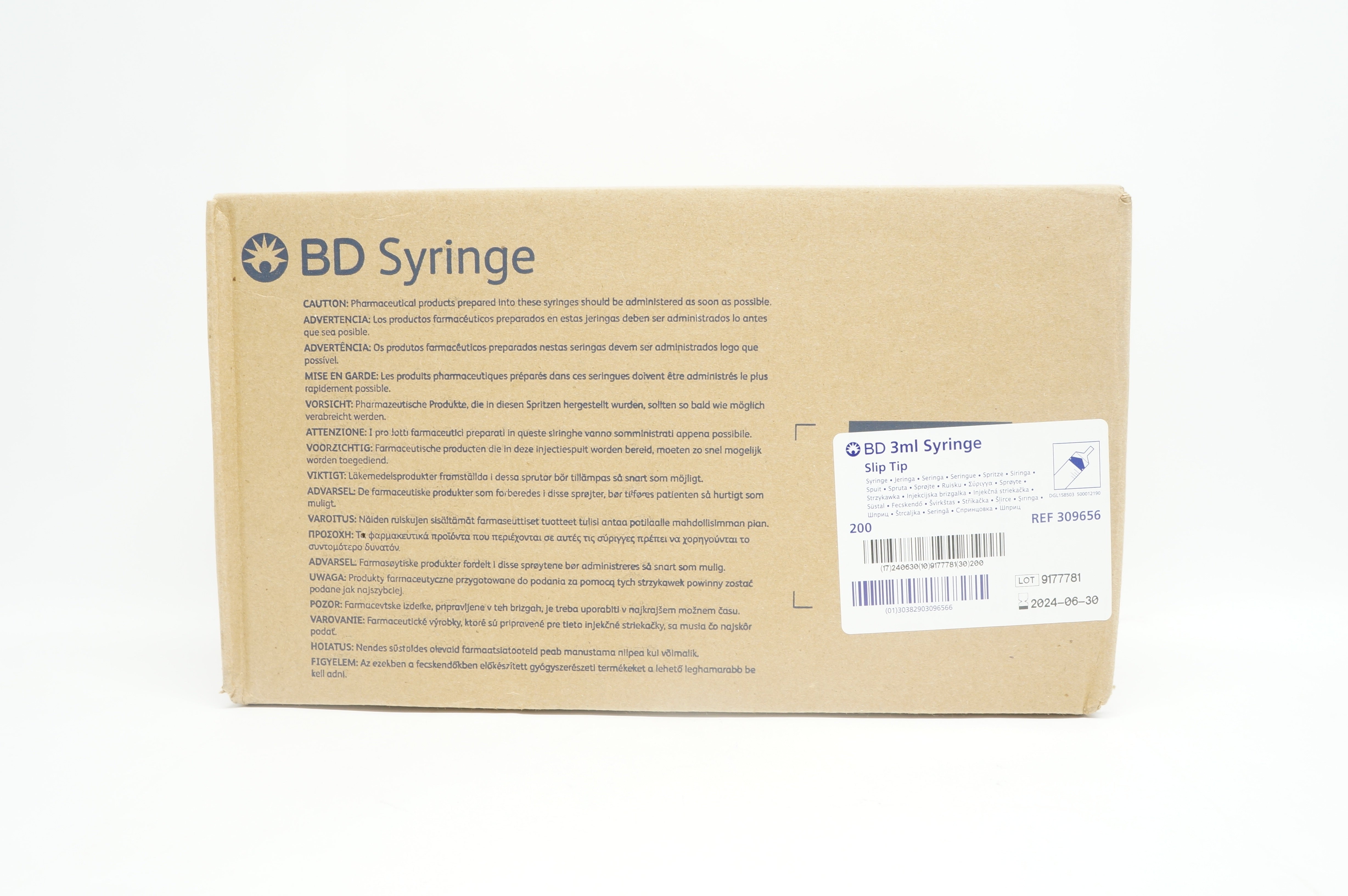 BD 309656 3ml Syringe Slip Tip – Case or 200