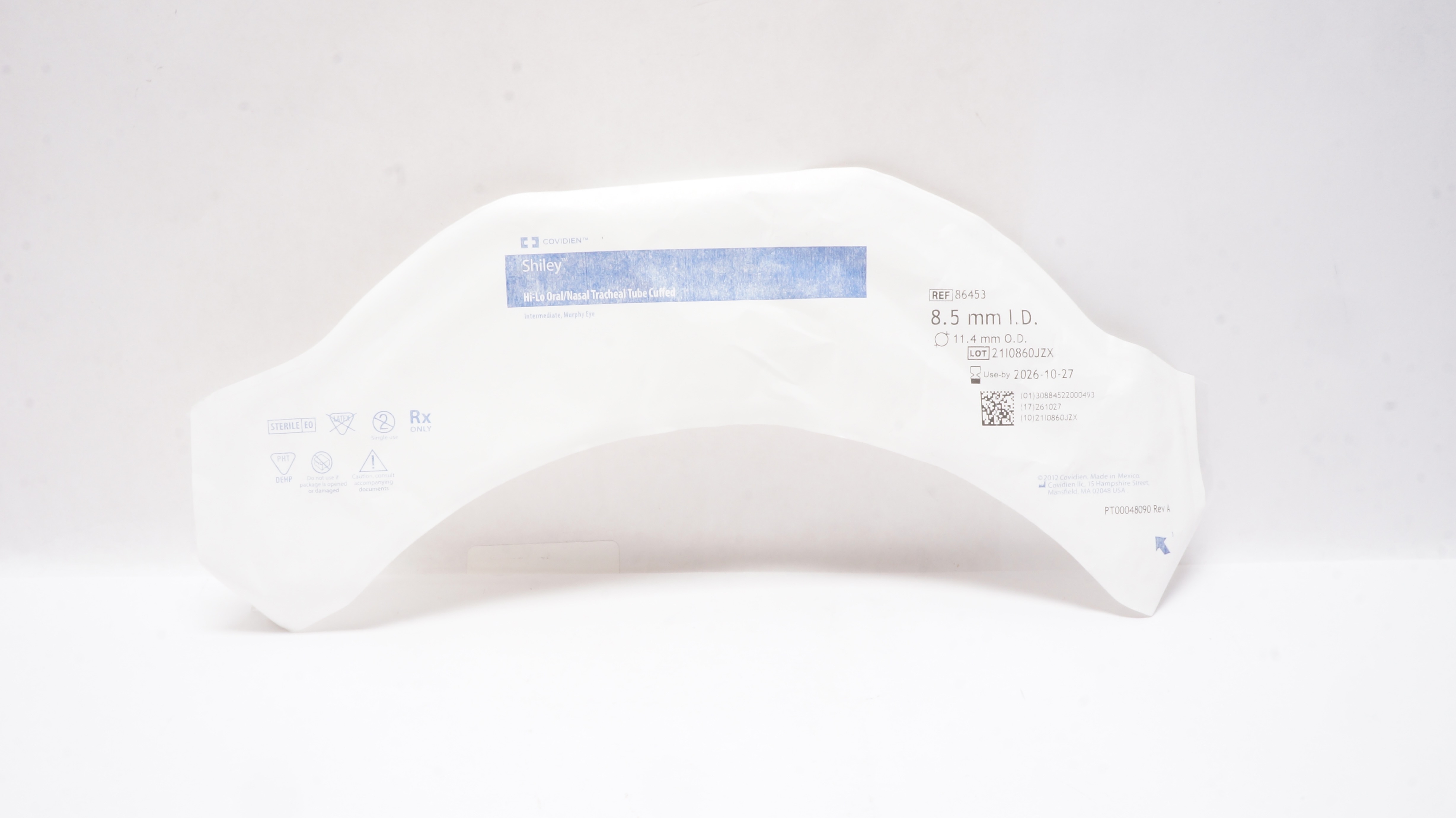 Covidien 86453 Shiley Hi-Lo Oral/Nasal Tracheal Tube Cuffed 8.5mm ID x 11.4mm OD