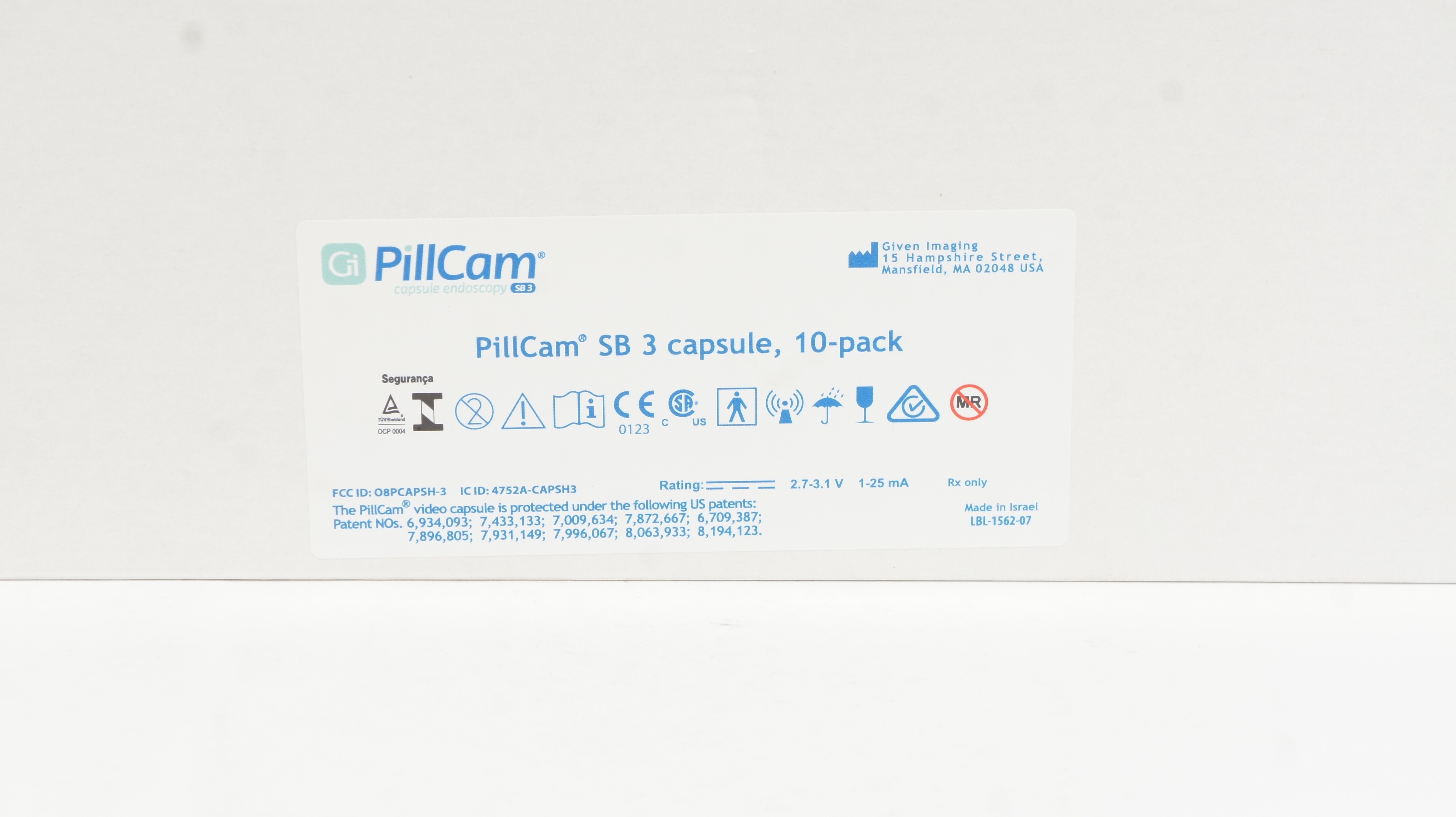 Given Imaging FGS-0500 PillCam SB 3 Capsule (x) - Box of 7