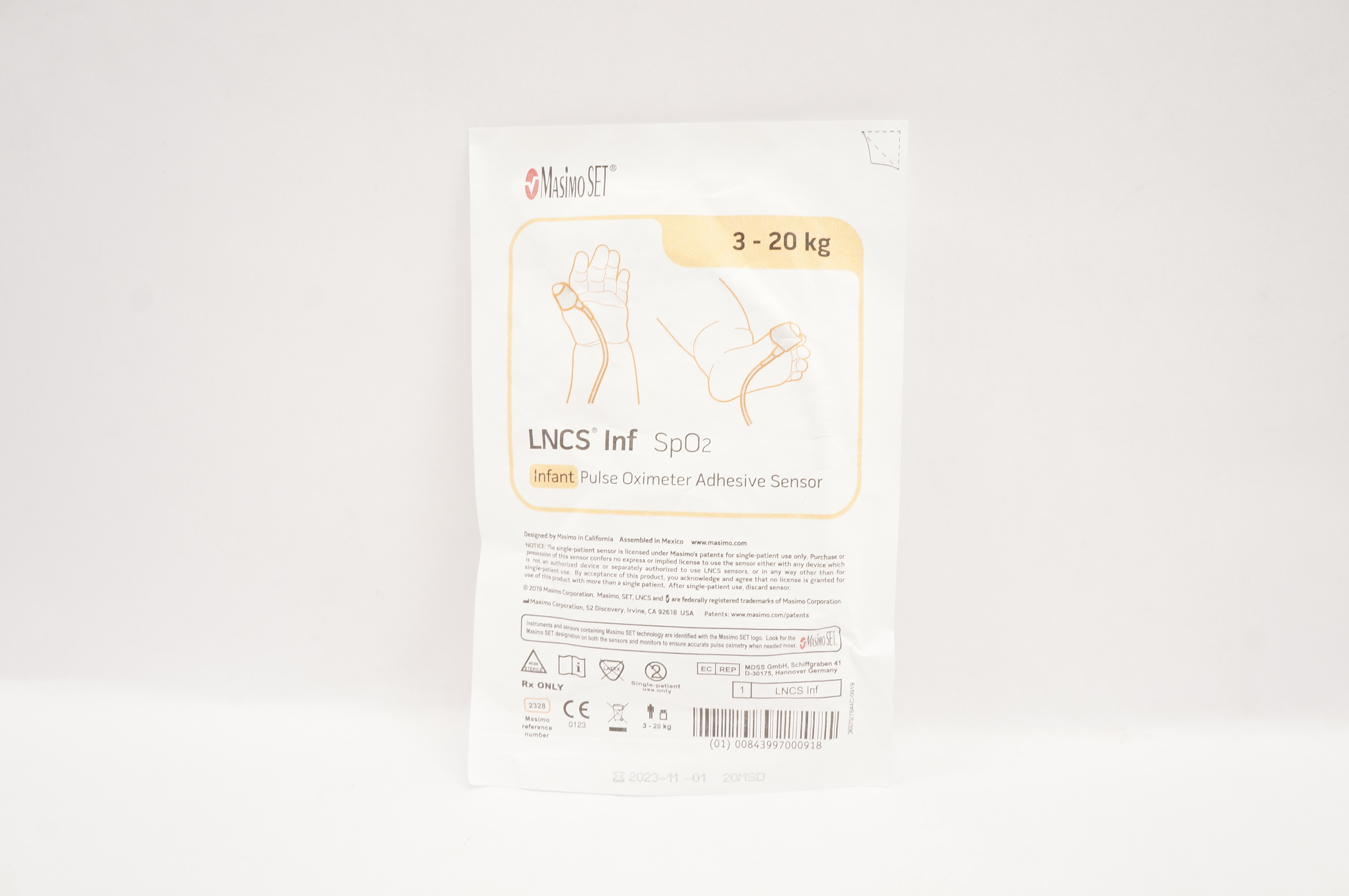 MasimoSet 2328 LNCS Infant SpO2 Pulse Oximeter Adhesive Sensor 3kg - 20kg