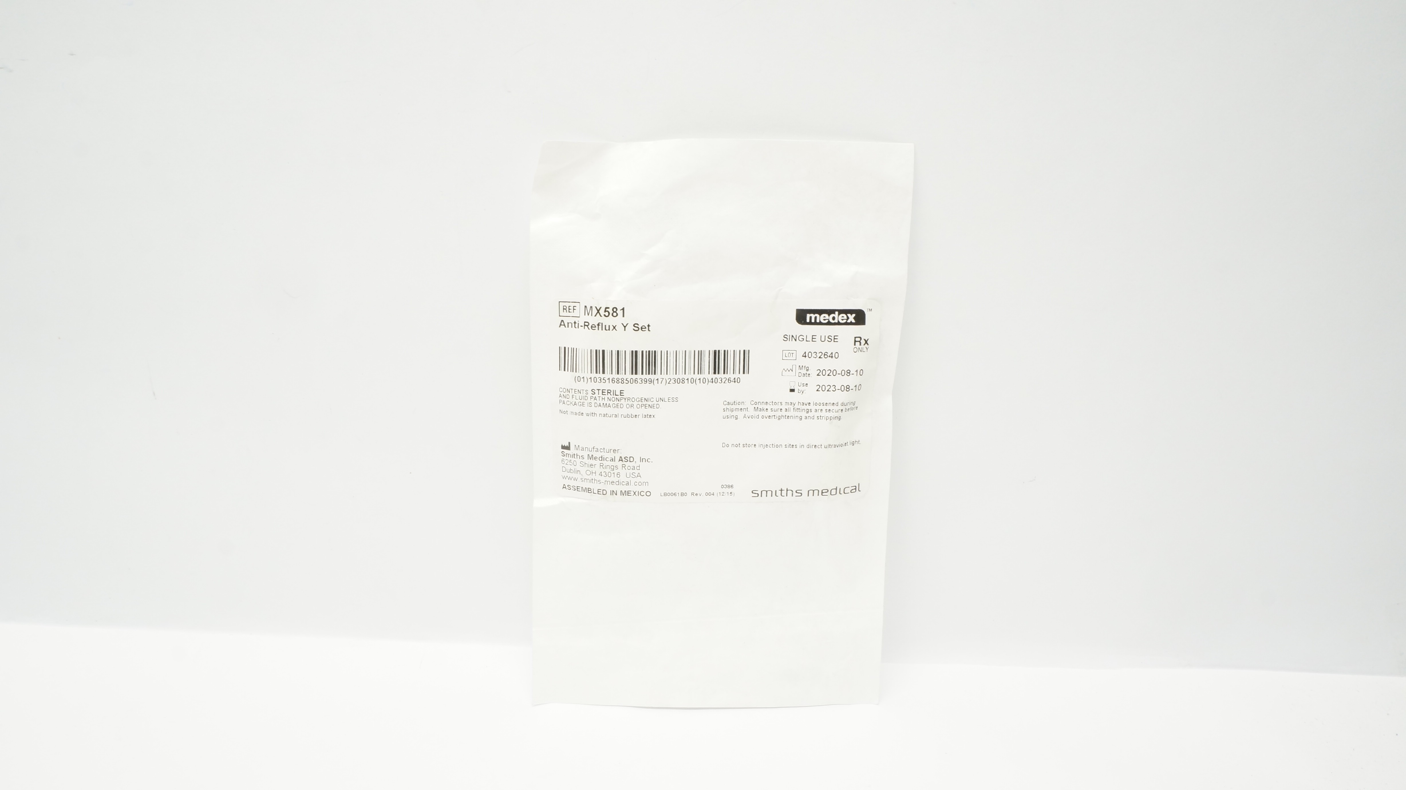 Smiths Medical MX581 Medex Anti-Reflux Y Set (x)