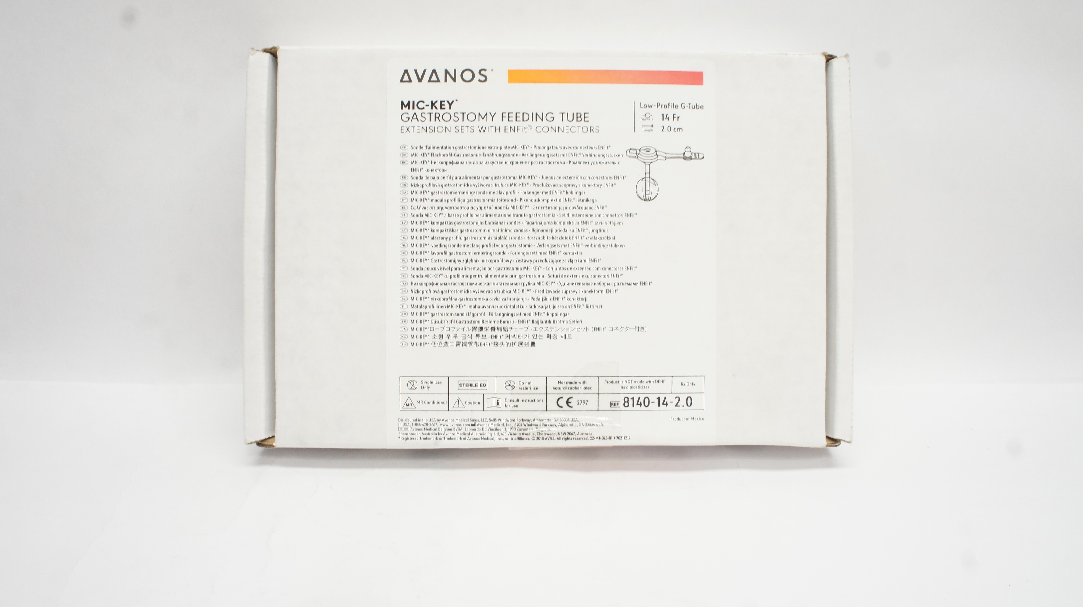 Avanos 8140-14-2.0 MIC-KEY Gastrostomy Feeding Low-Profile G-Tube 14Fr x 2.0cm