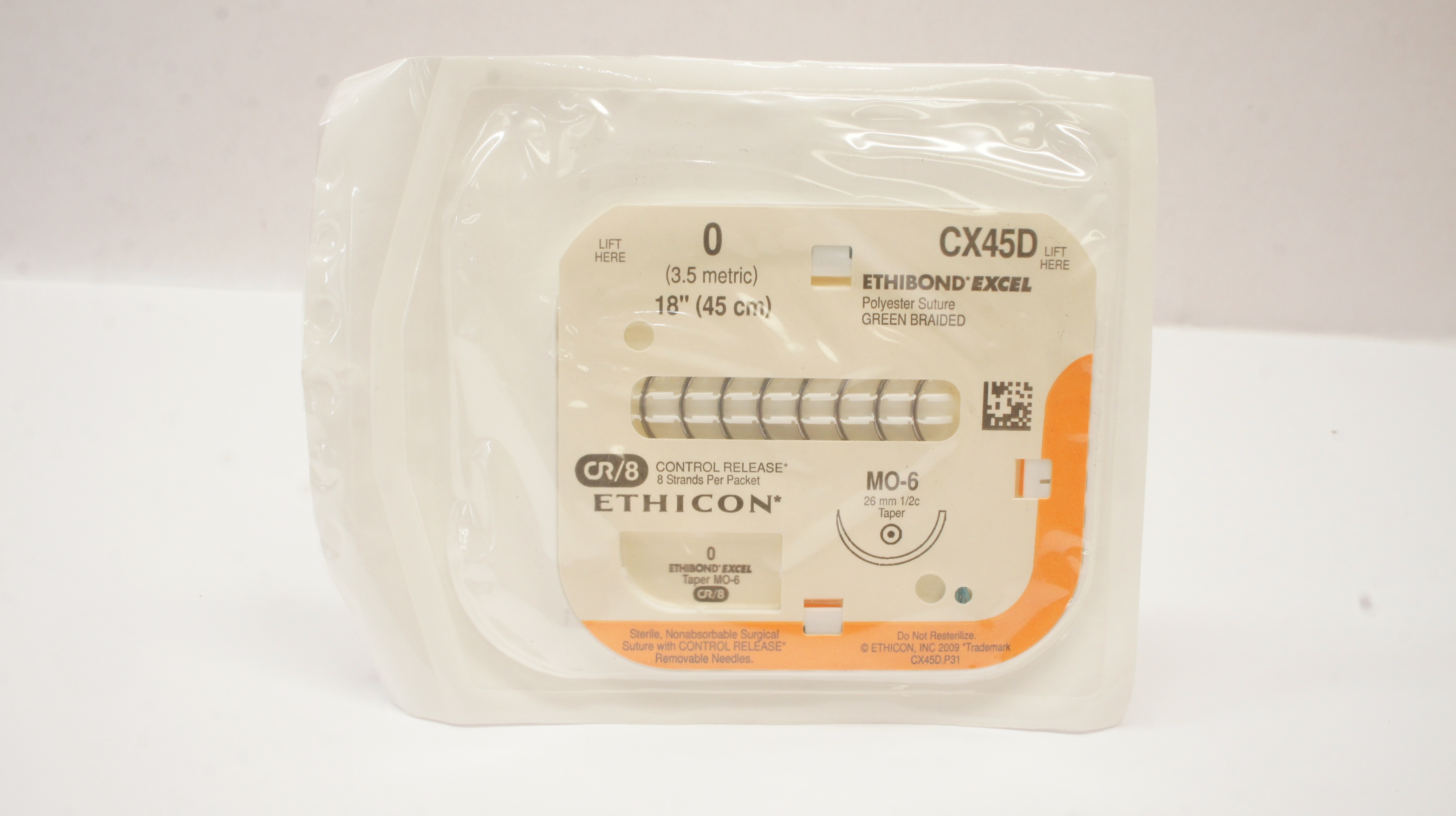Ethicon CX45D 0 Ethibond Excel Braided Stre MO-6 26mm 1/2c Taper, 18 inch (x)