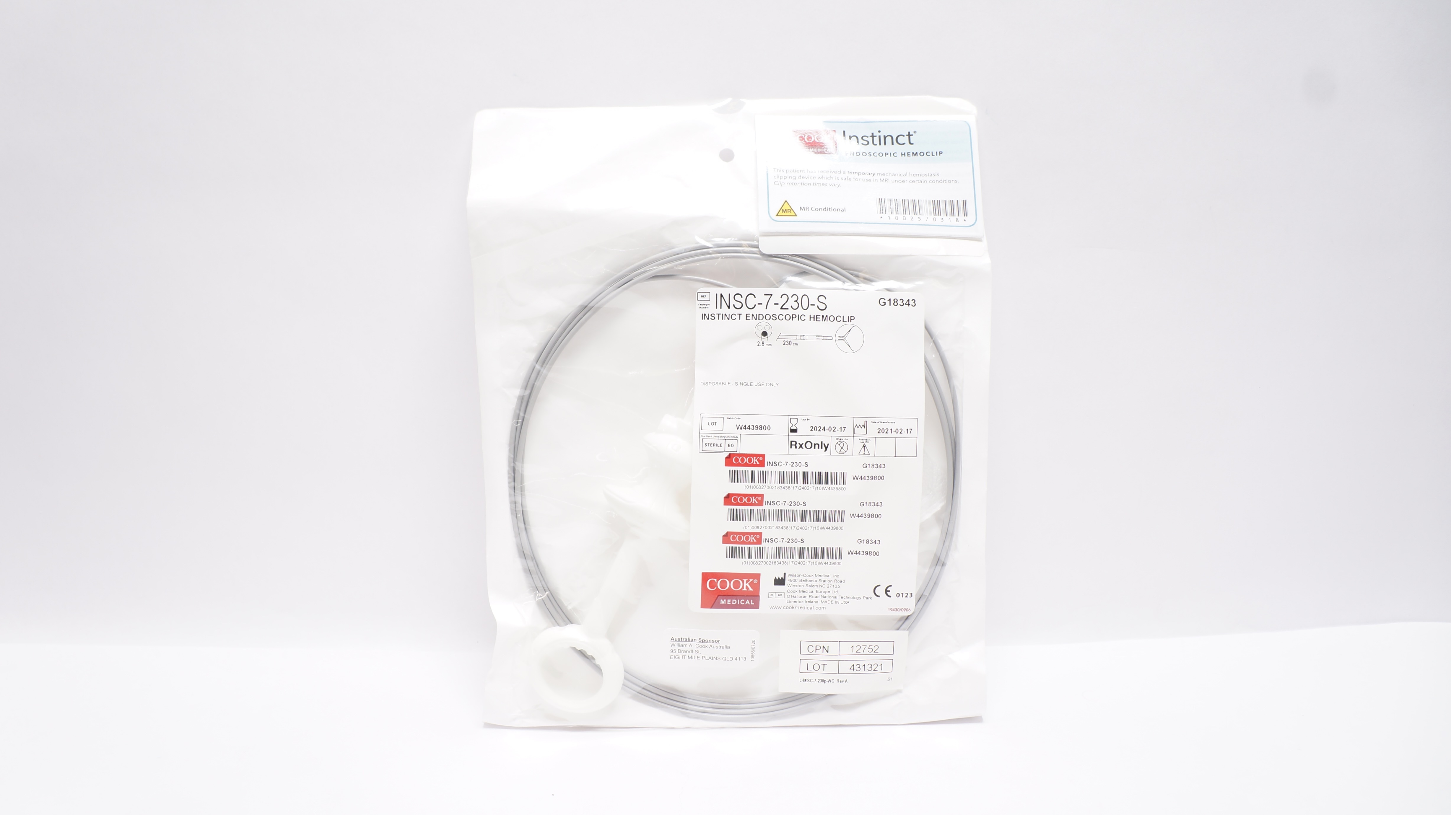Cook Medical G18343 Instinct Endoscopic Hemoclip 2.8mm x 230cm