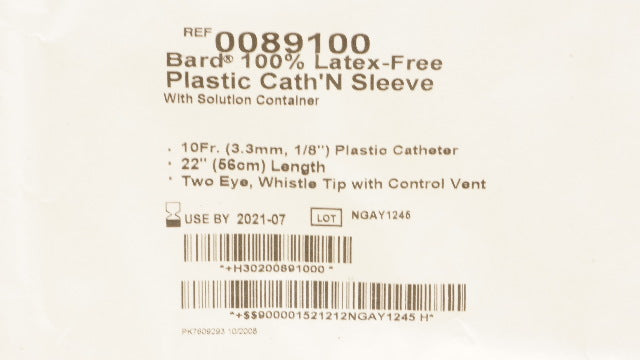 Bard 0089100 Plastic Cath'N Sleeve w/ Solution Container 10Fr (x)