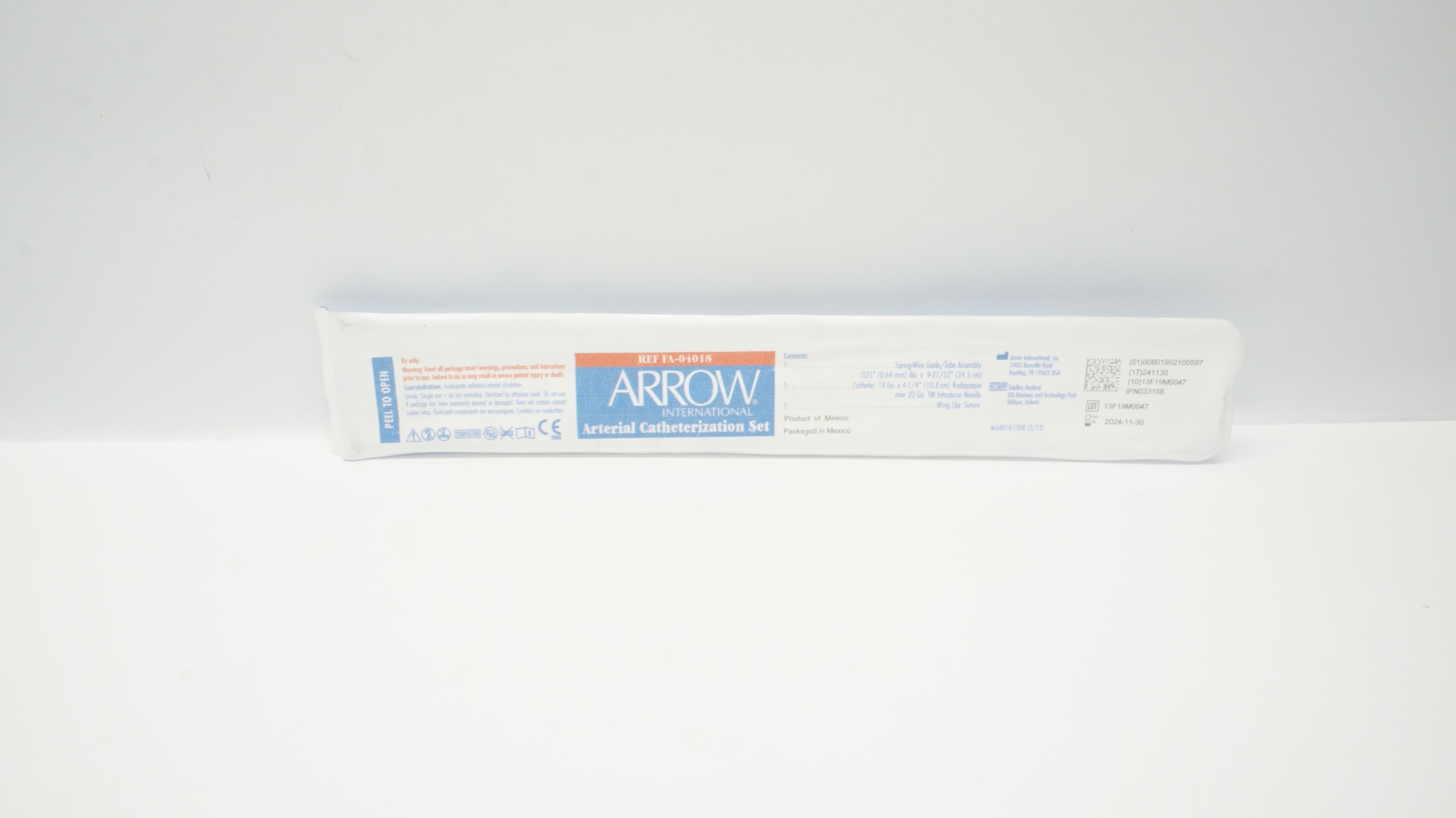 Arrow FA-04018 International Arterial Catheterization Set 18Ga x 4-1/4inch