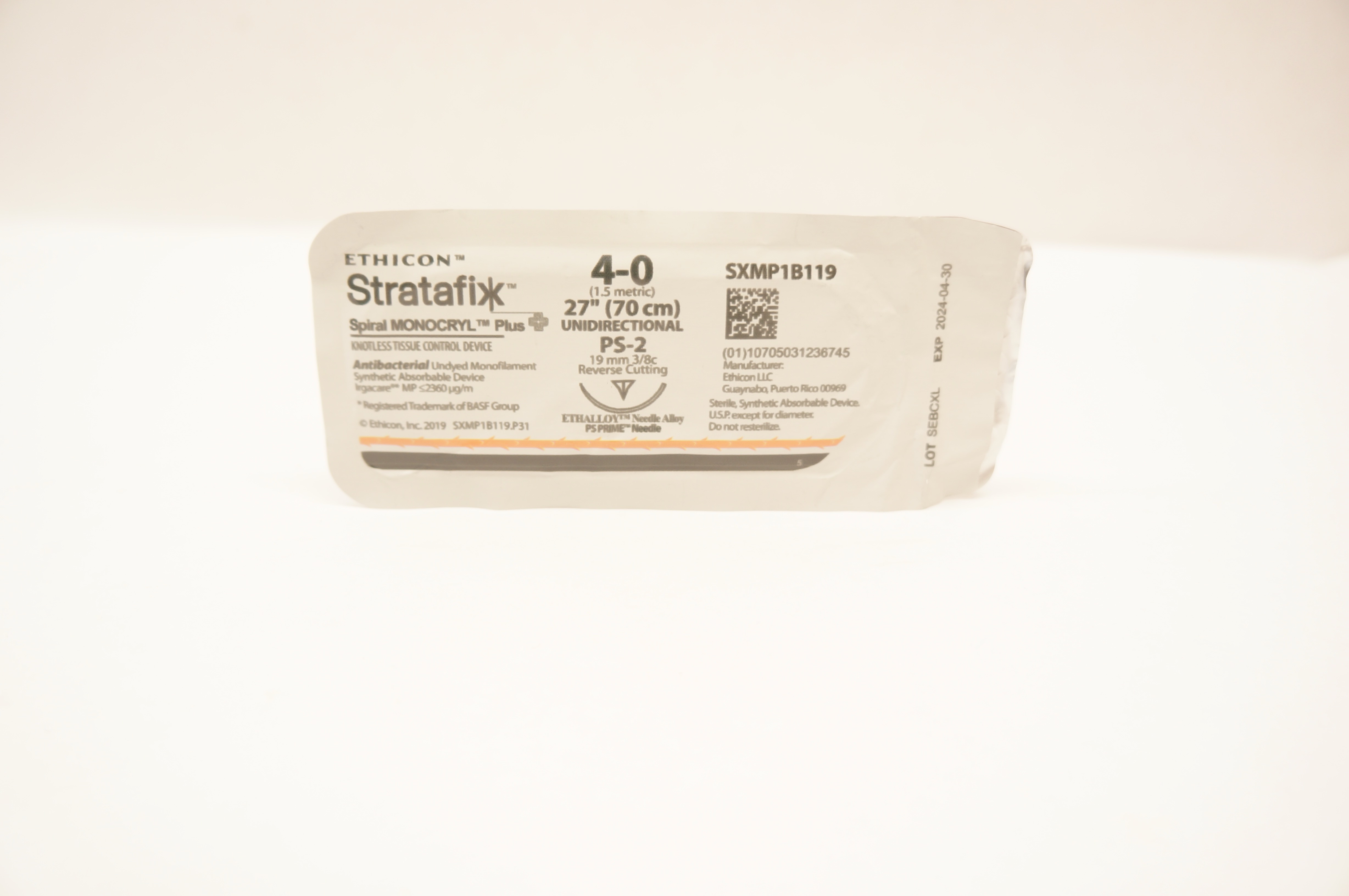 Ethicon SXMP1B119 4-0 Stratafix Stre PS-2 19mm 3/8c Reverse Cutting 27inch