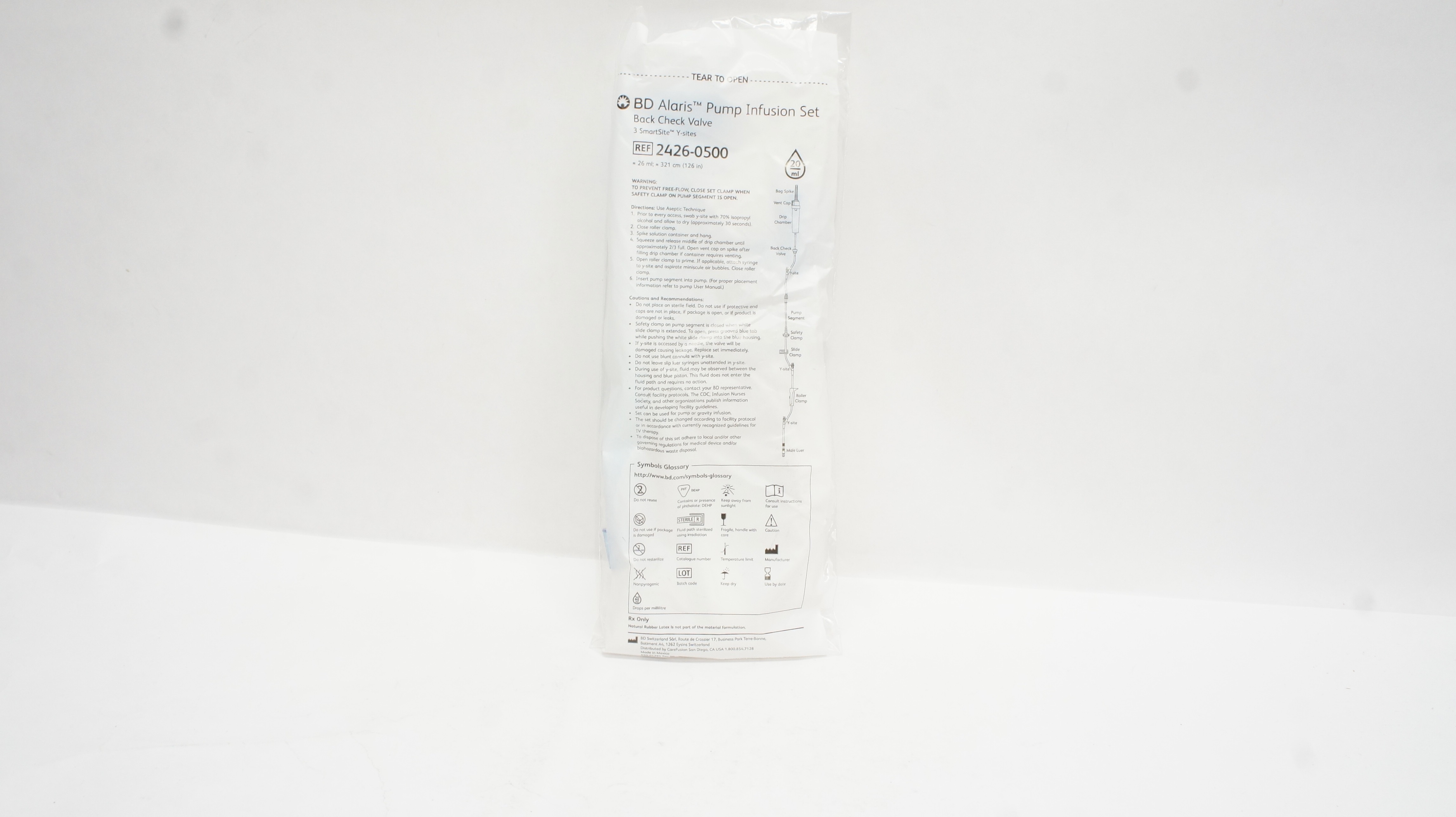 BD 2426-0500 Alaris Pump Infusion Set 26mL x 126inch Approx. 20Drops/mL
