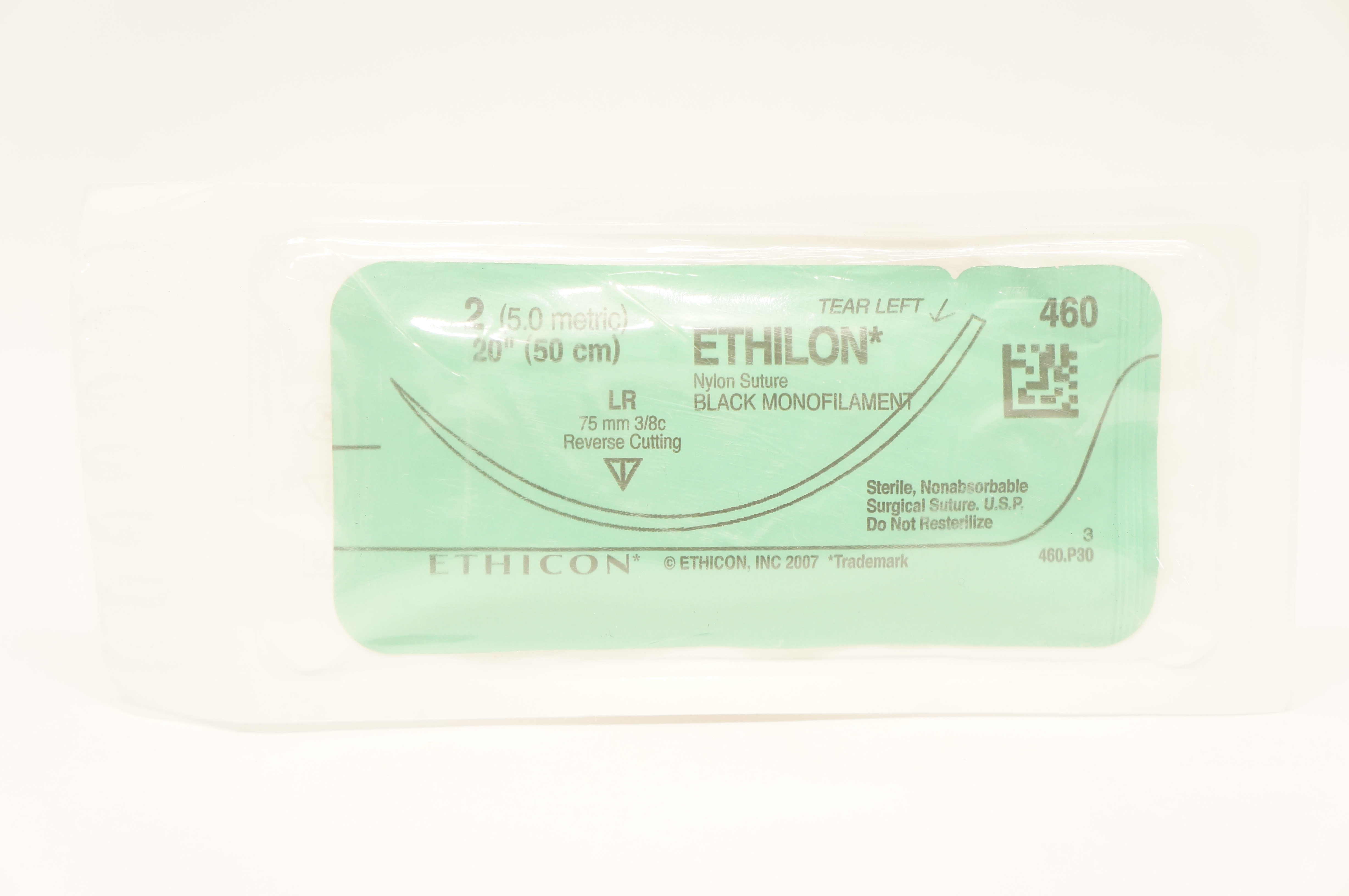 Ethicon 460 2 Ethilon Nylon Reverse Cutting LR 75mm 3/8C,  20inch