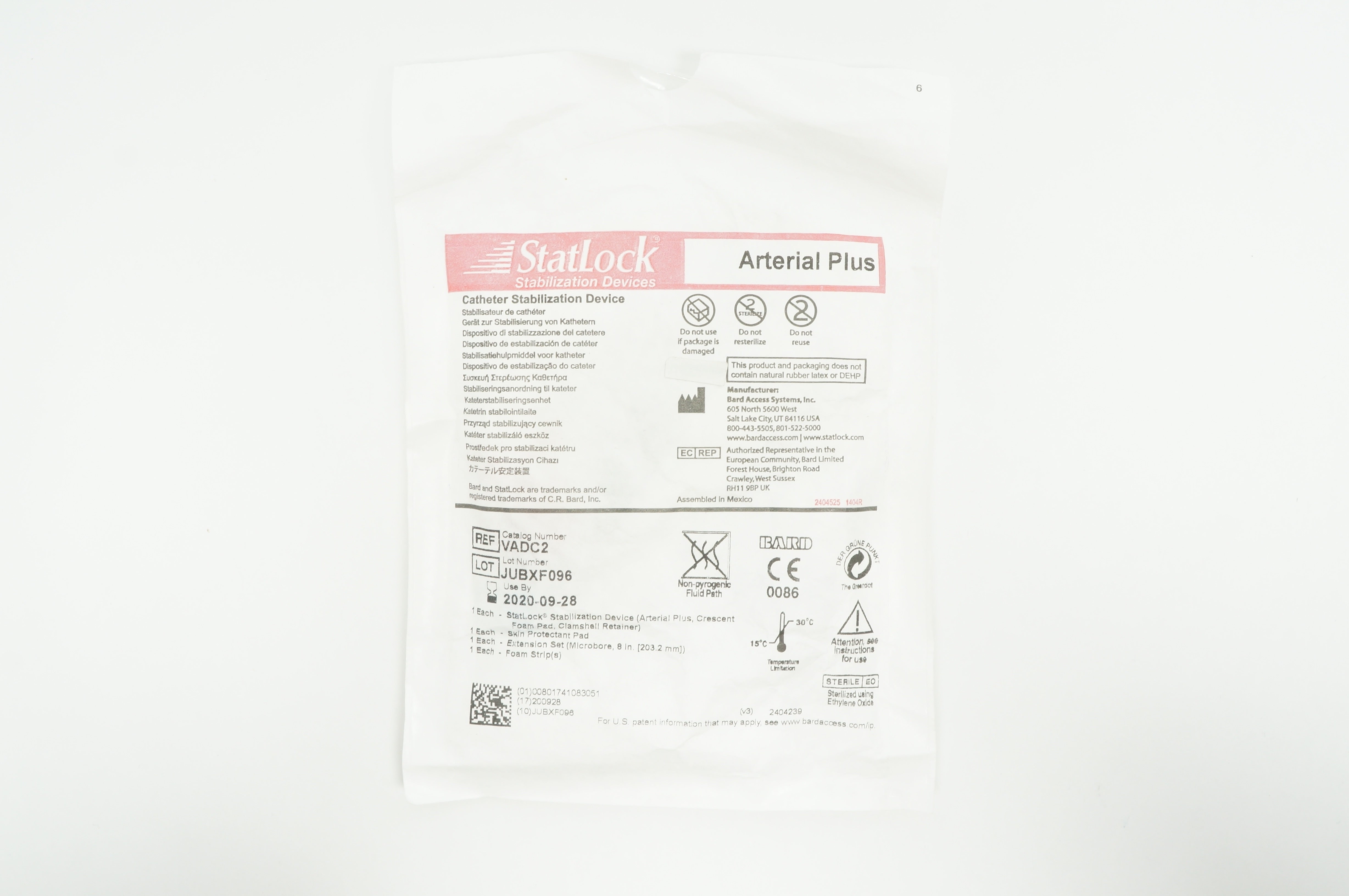 Bard VADC2 StatLock Arterial Plus Cath. Stabilization Device (x)