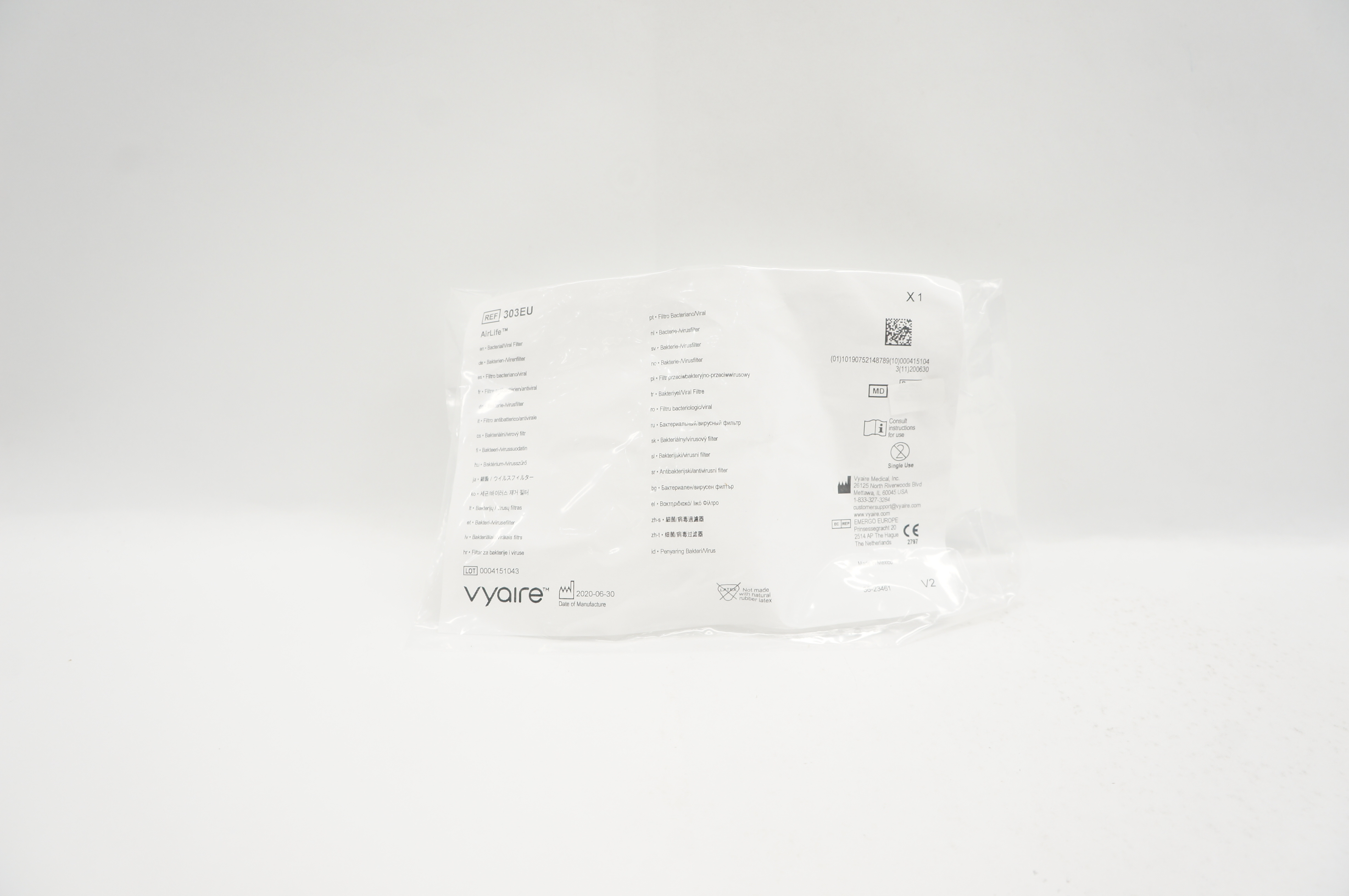 Vyaire 303EU AirLife Bacterial Viral Filter