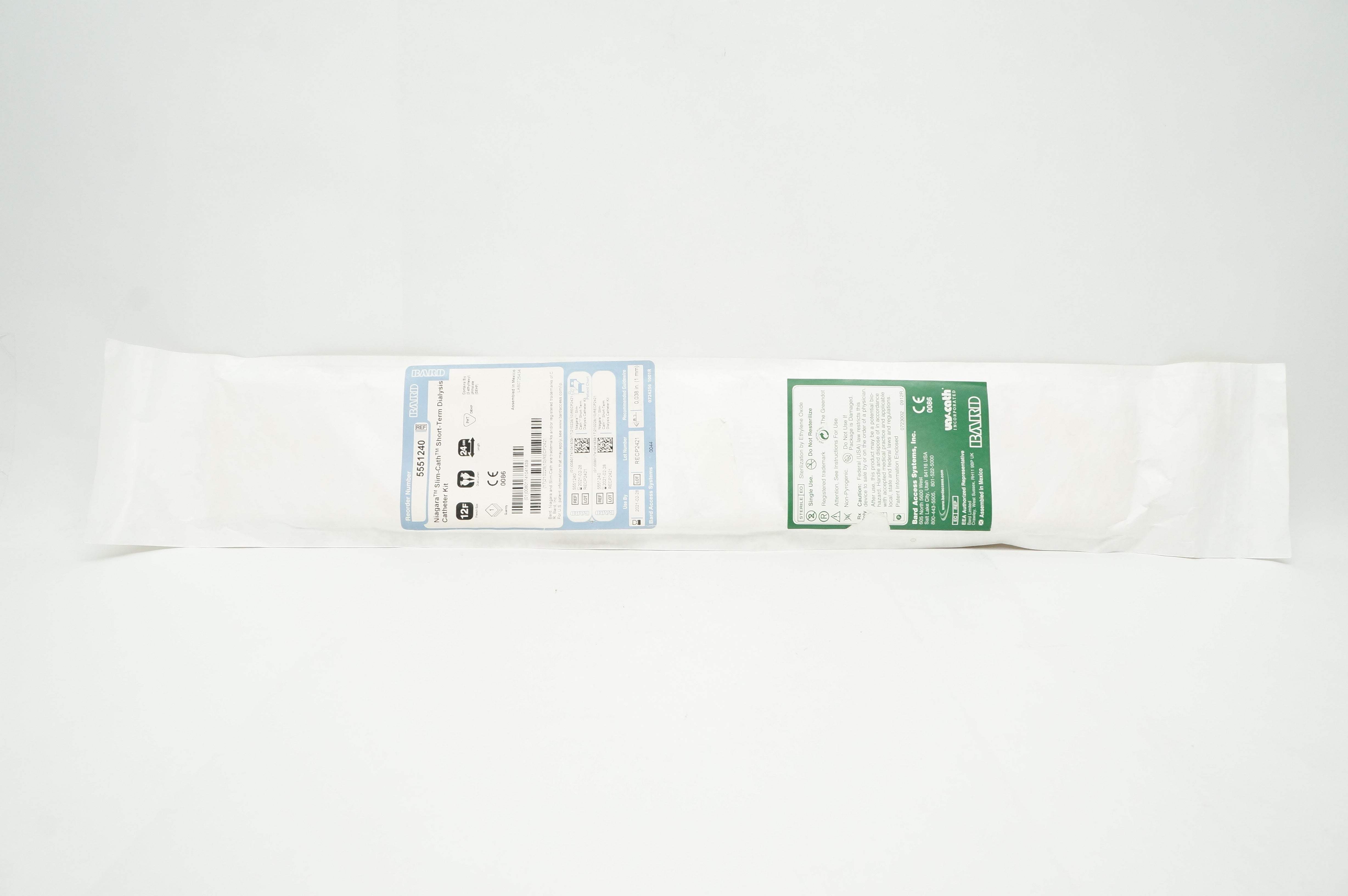 Bard 5551240 Niagara Slim-Cath Short-Term Dialysis Cath. Kit 12F x 24cm (x)