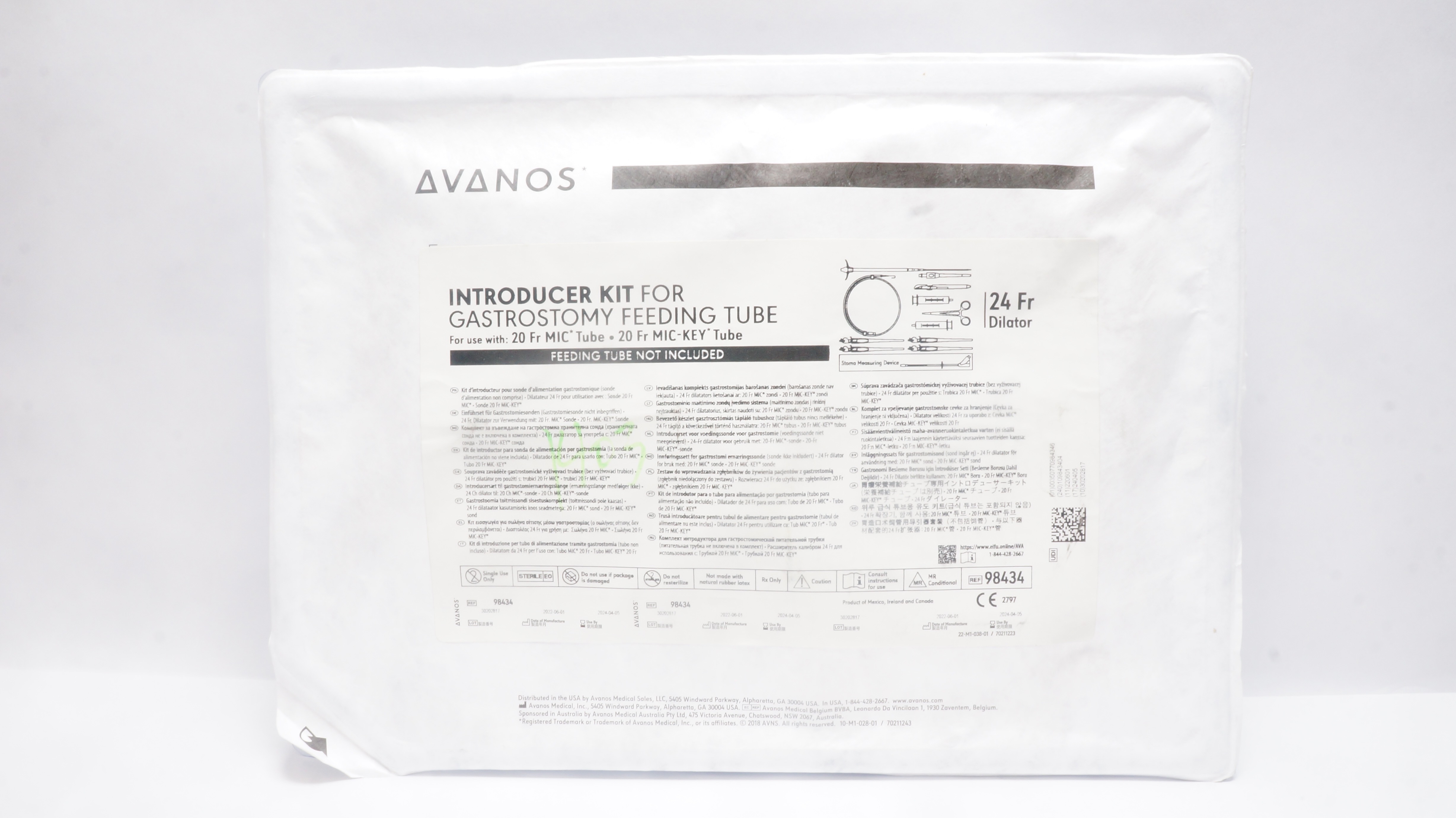 Avanos 98434-04 Introducer Kit For Gastrostomy Feeding Tube 24Fr Dilator