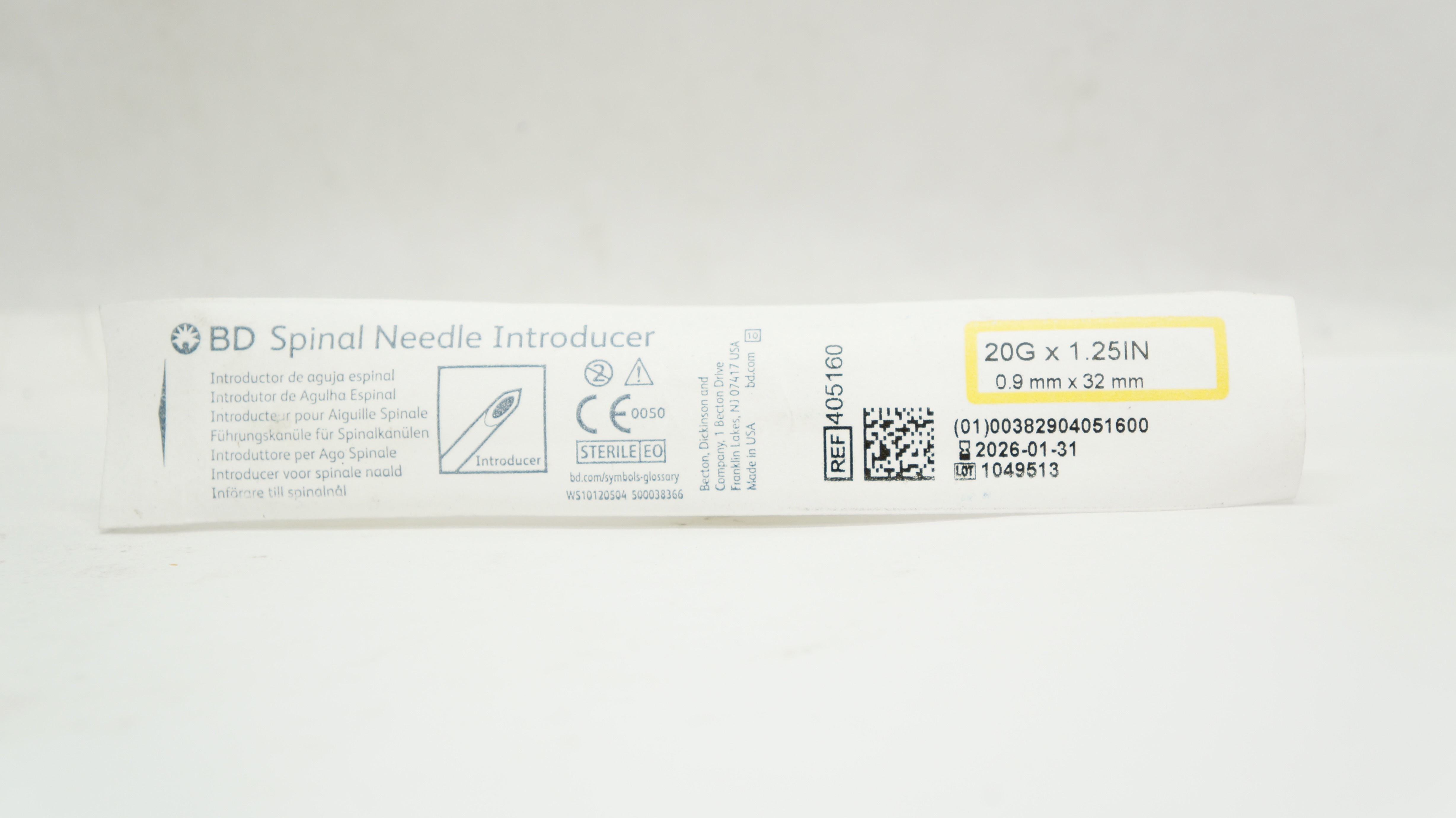BD 405160 Spinal Ndle. Introducer 20GA x 1.25inch