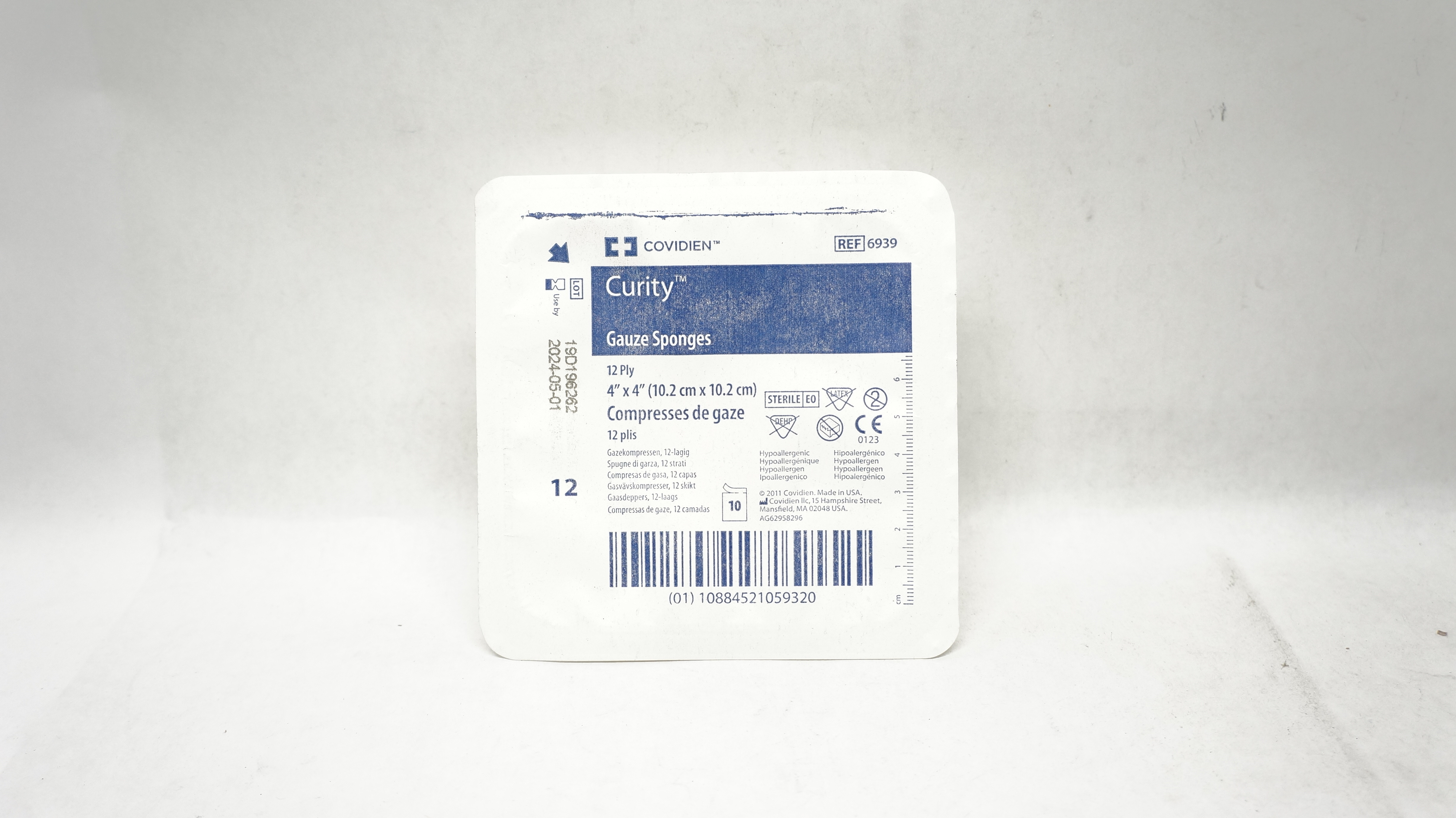 Covidien 6939 Curity Gauze Sponges 12 Ply 4 inch x 4 inch - Pack of 10