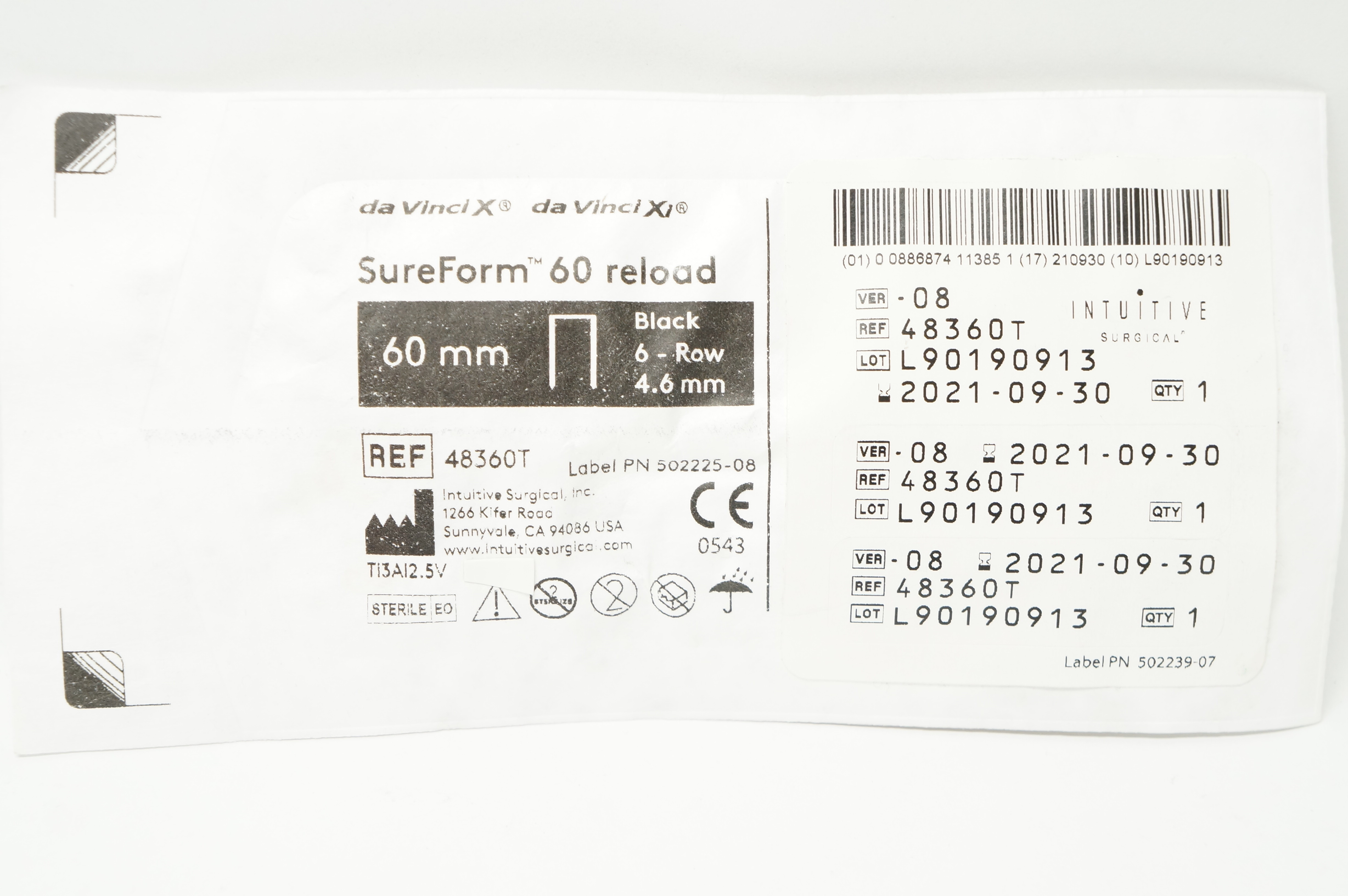 Intuitive Surgical 48360T da Vinci X, Xi SureForm 60 Reload Black 6-Row 4.6mm(x)