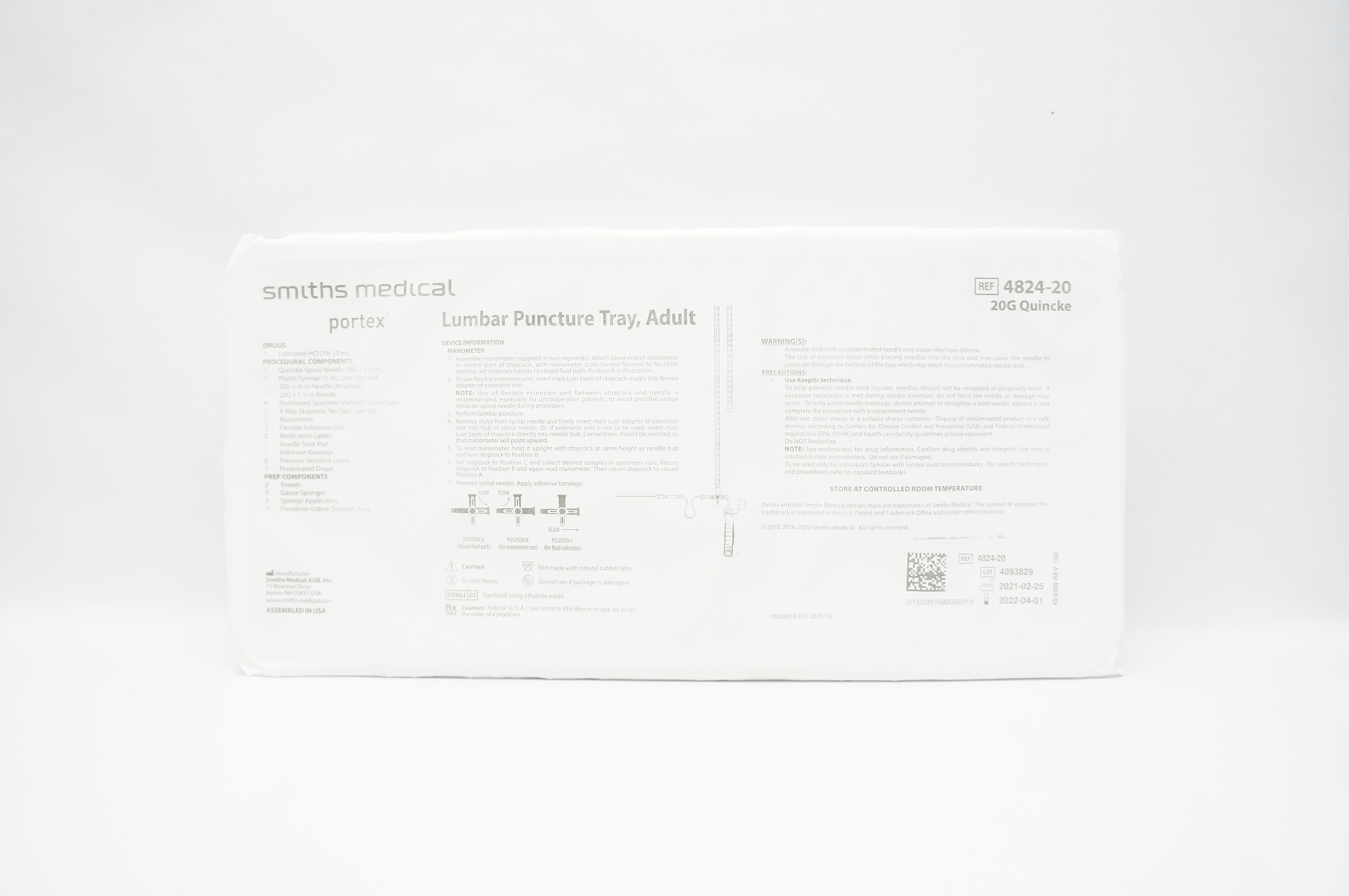 Smiths Medical 4824-20 Portex Lumbar Puncture, Adult 20G Quincke (x)